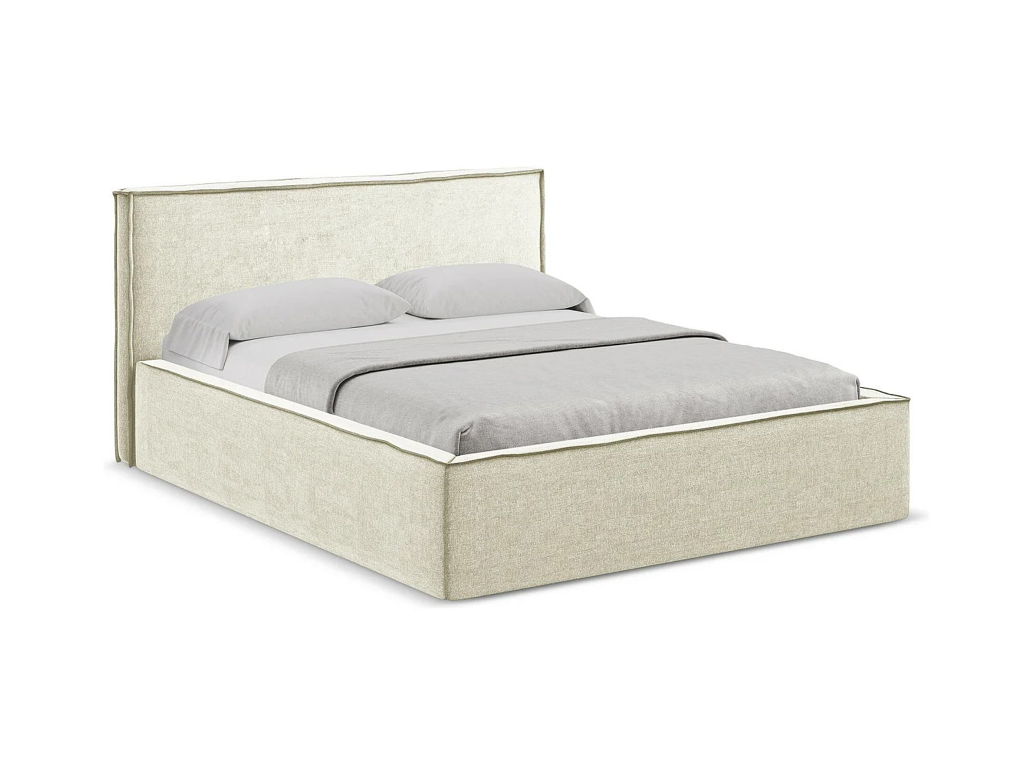 Bett mit Bettkasten - 200 x 228 - Chenille - Beige - ANANI