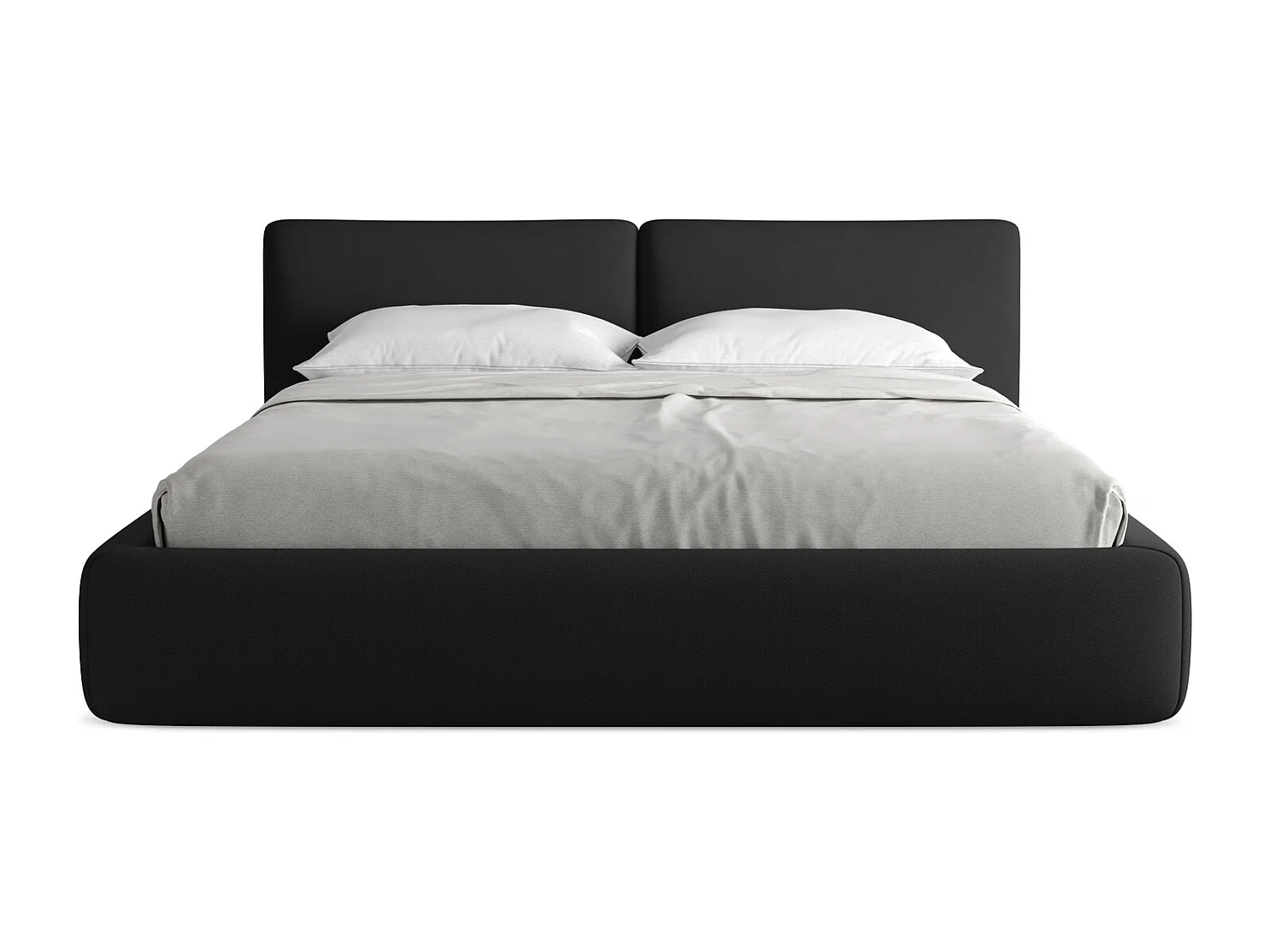 Lit coffre en tissu chenille 180 x 200 - noir - HOKU