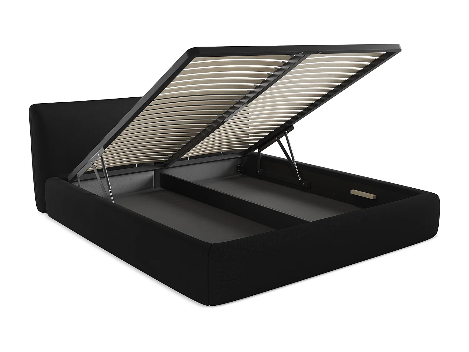 Lit coffre en tissu chenille 180 x 200 - noir - HOKU