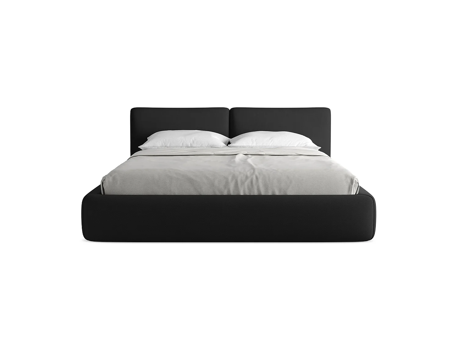 Lit coffre en tissu chenille 200 x 228 - noir - MILANO