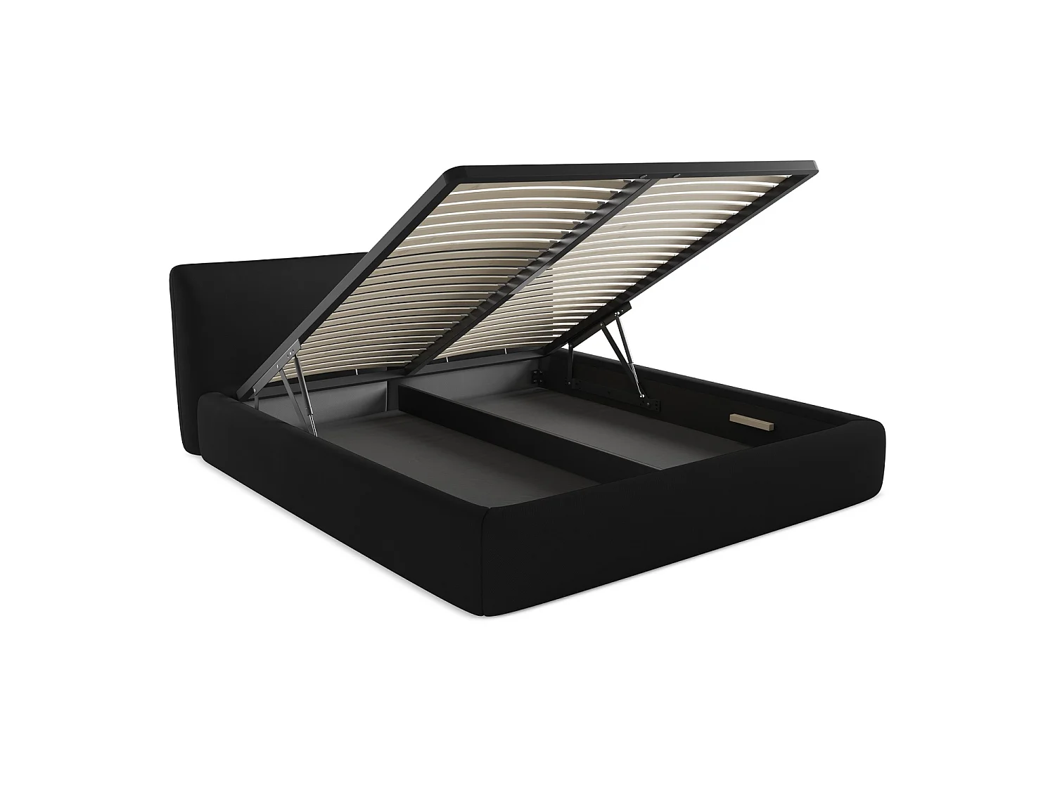 Lit coffre en tissu chenille 200 x 228 - noir - MILANO