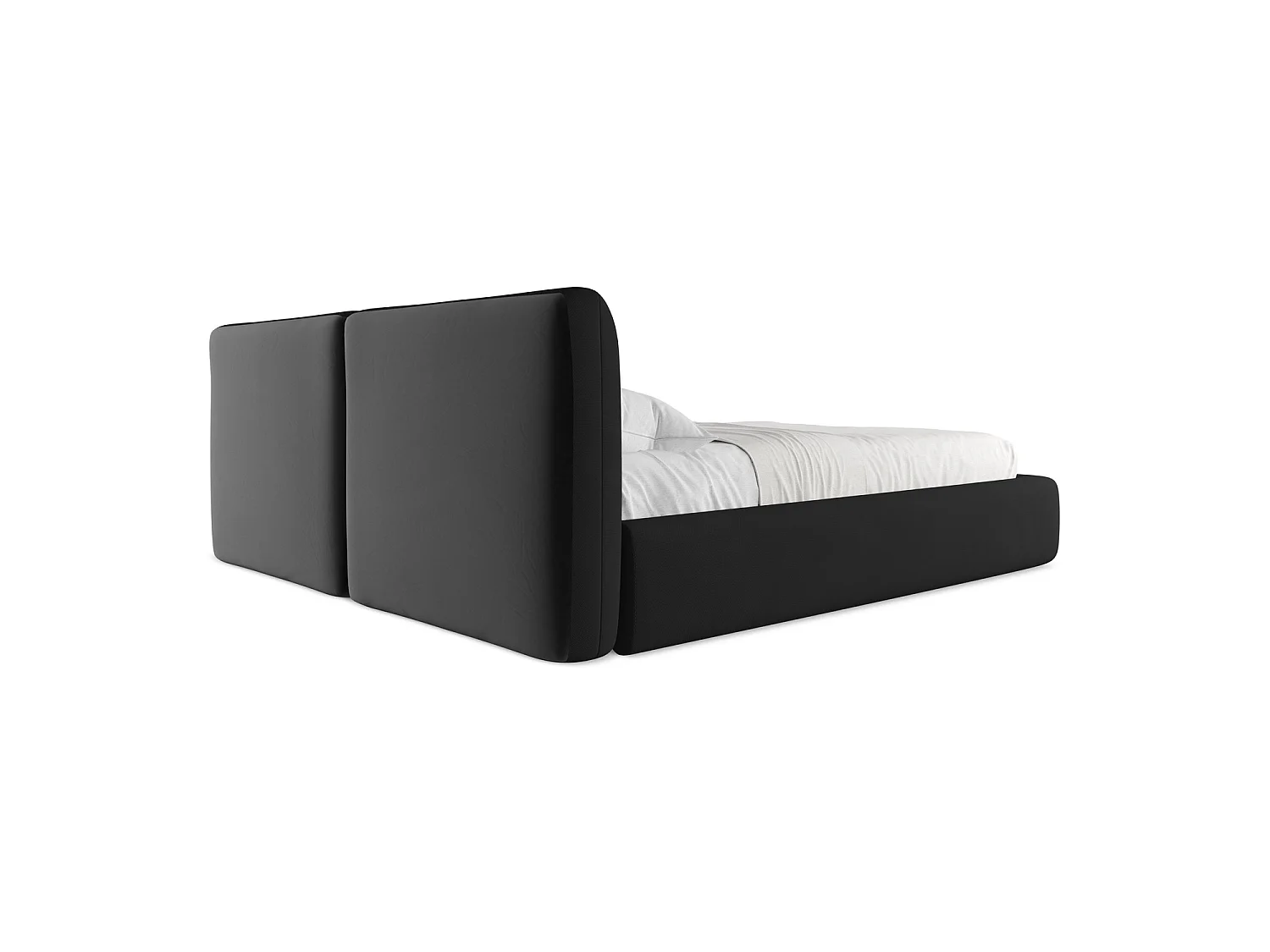 Lit coffre en tissu chenille 200 x 228 - noir - MILANO