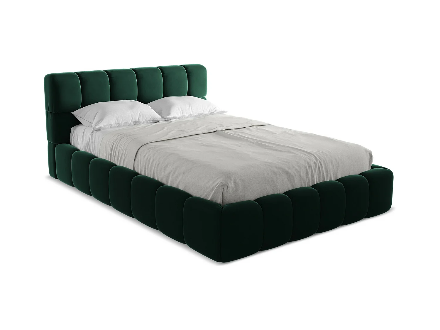 Lit coffre en velours 140 x 200 - bouteille verte - NALU