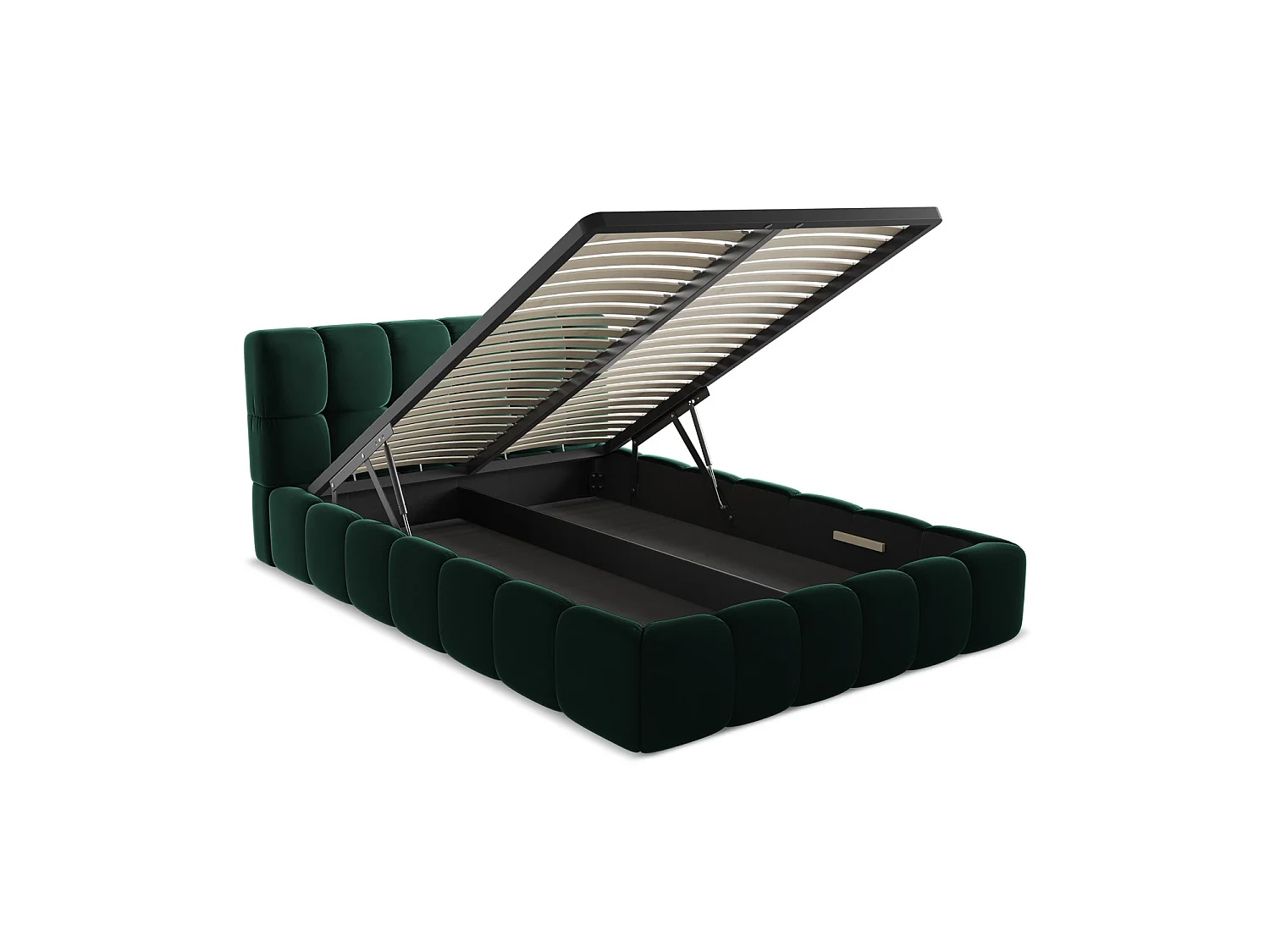 Bed met opbergruimte 160 x 228 - velours - flessengroen - ROMA