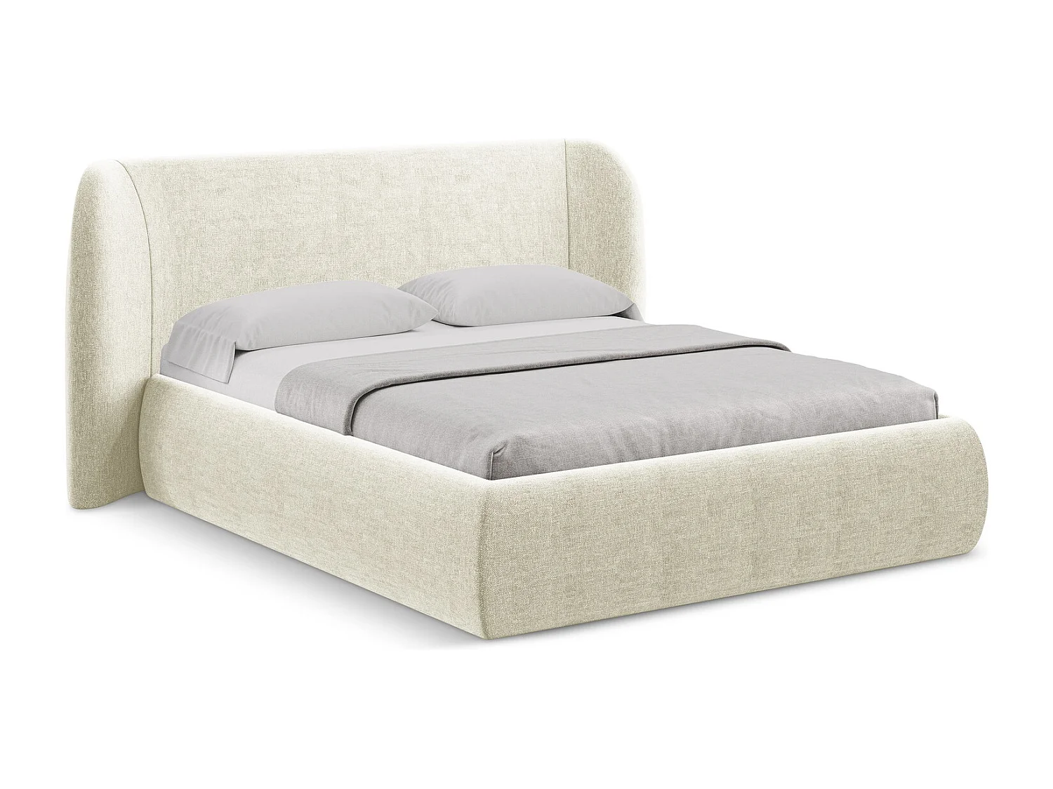 Lit coffre en tissu chenille 140 x 200 - beige - HAUKE