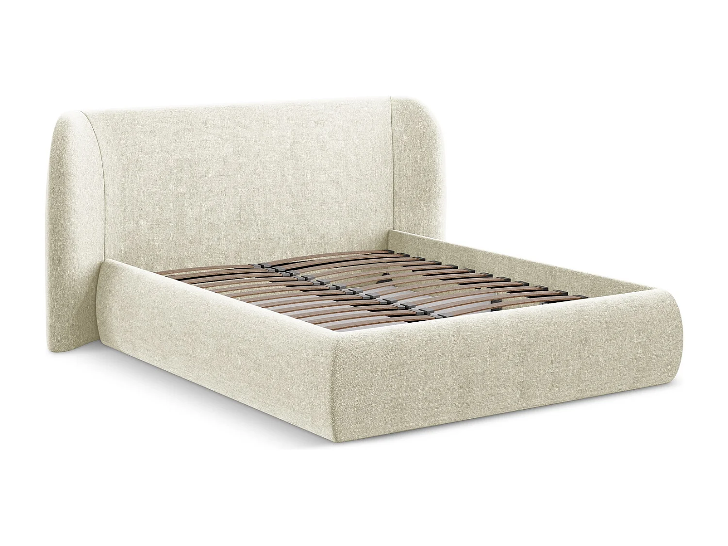 Bed met opbergruimte 190 x 215 - chenille stof - beige - HAUKE