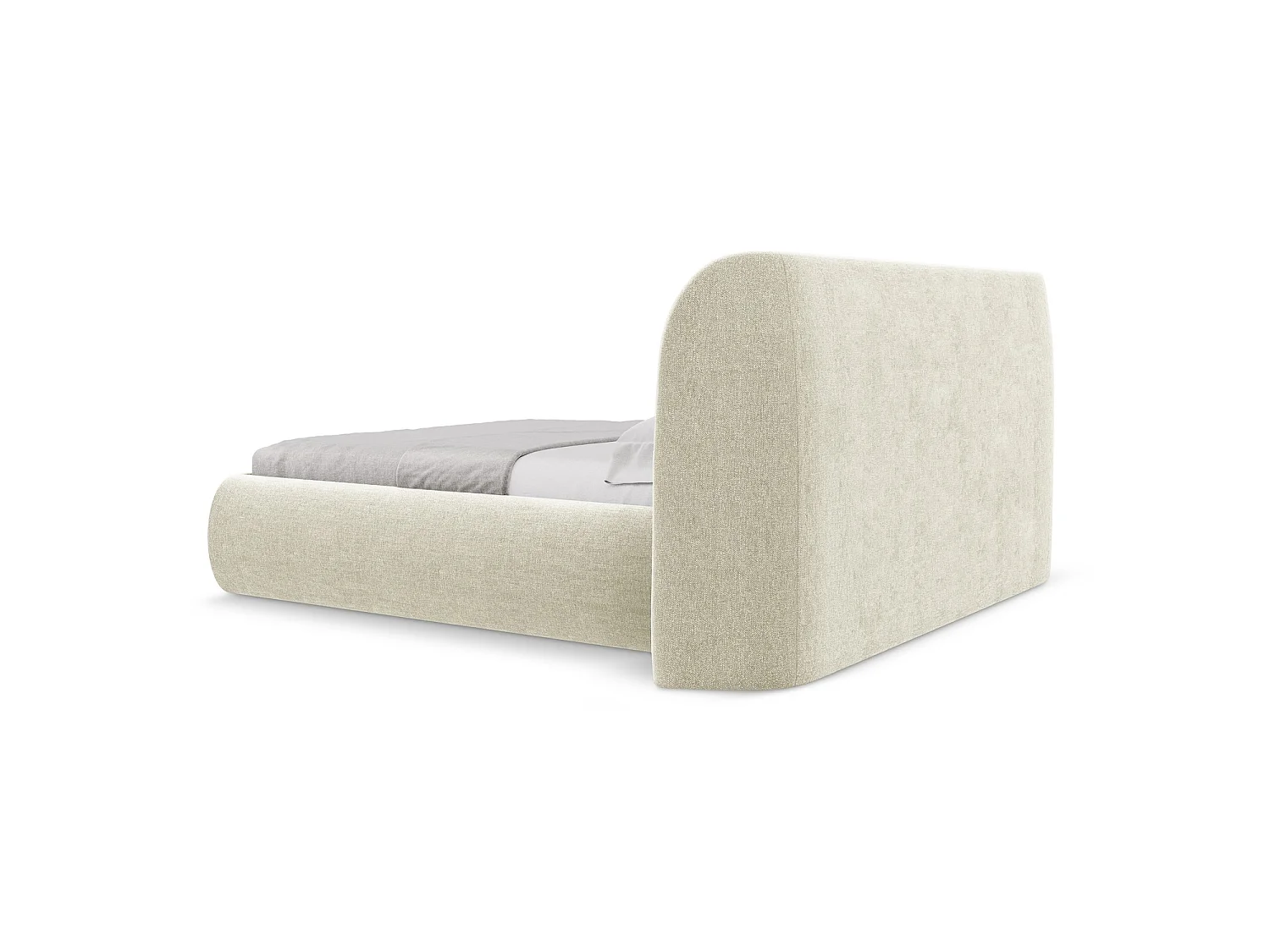 Bett mit Bettkasten - 190 x 215 - Chenille - Beige - TRIESTE