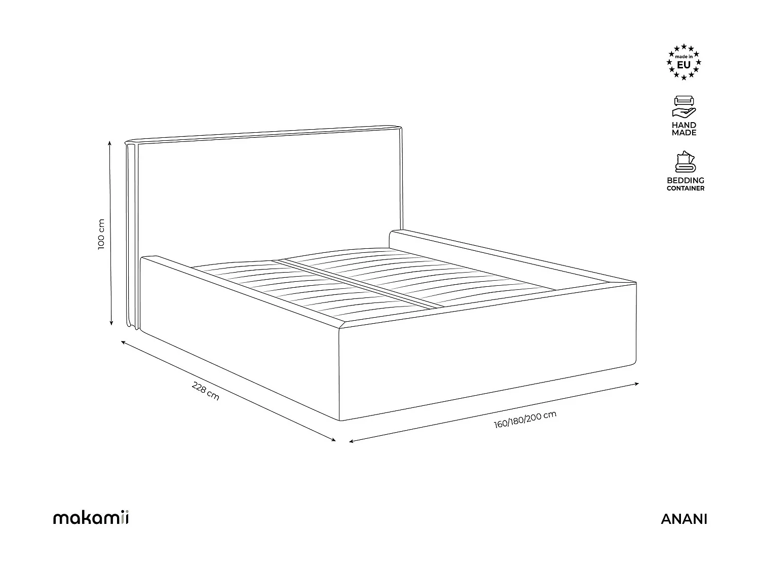 Cama con almacenaje de tela bouclé - 180x200 cmANANI - acero - ANANI