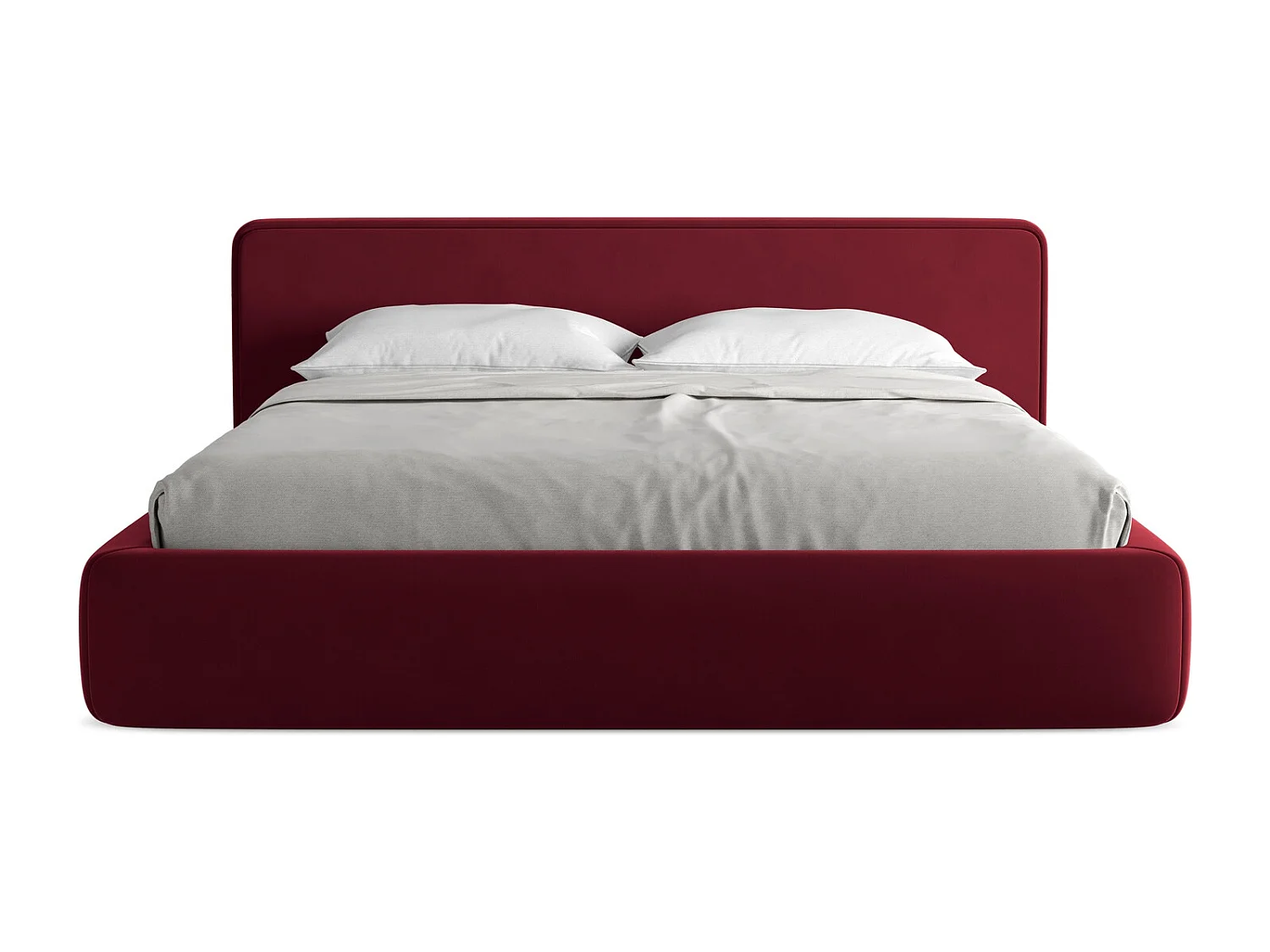 Bed met opbergruimte 220 x 225 - velours - bourgondië - KIANA