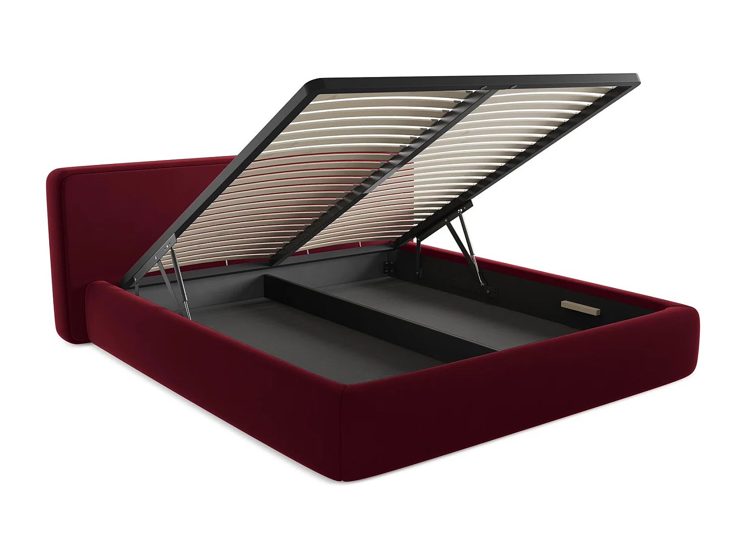 Bed met opbergruimte 220 x 225 - velours - bourgondië - KIANA