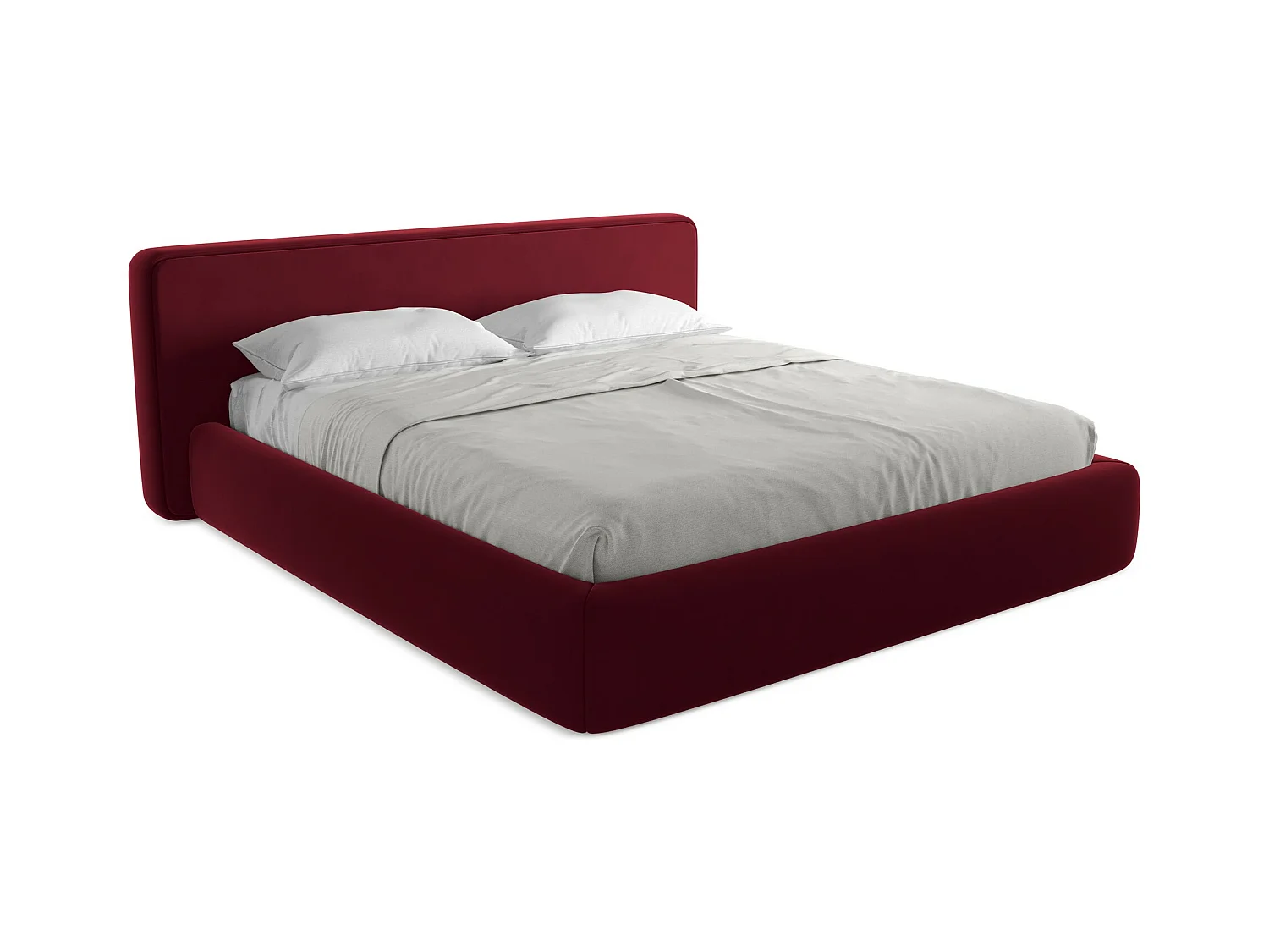Bett mit Bettkasten - 220 x 225 - Samt - Burgund - KIANA