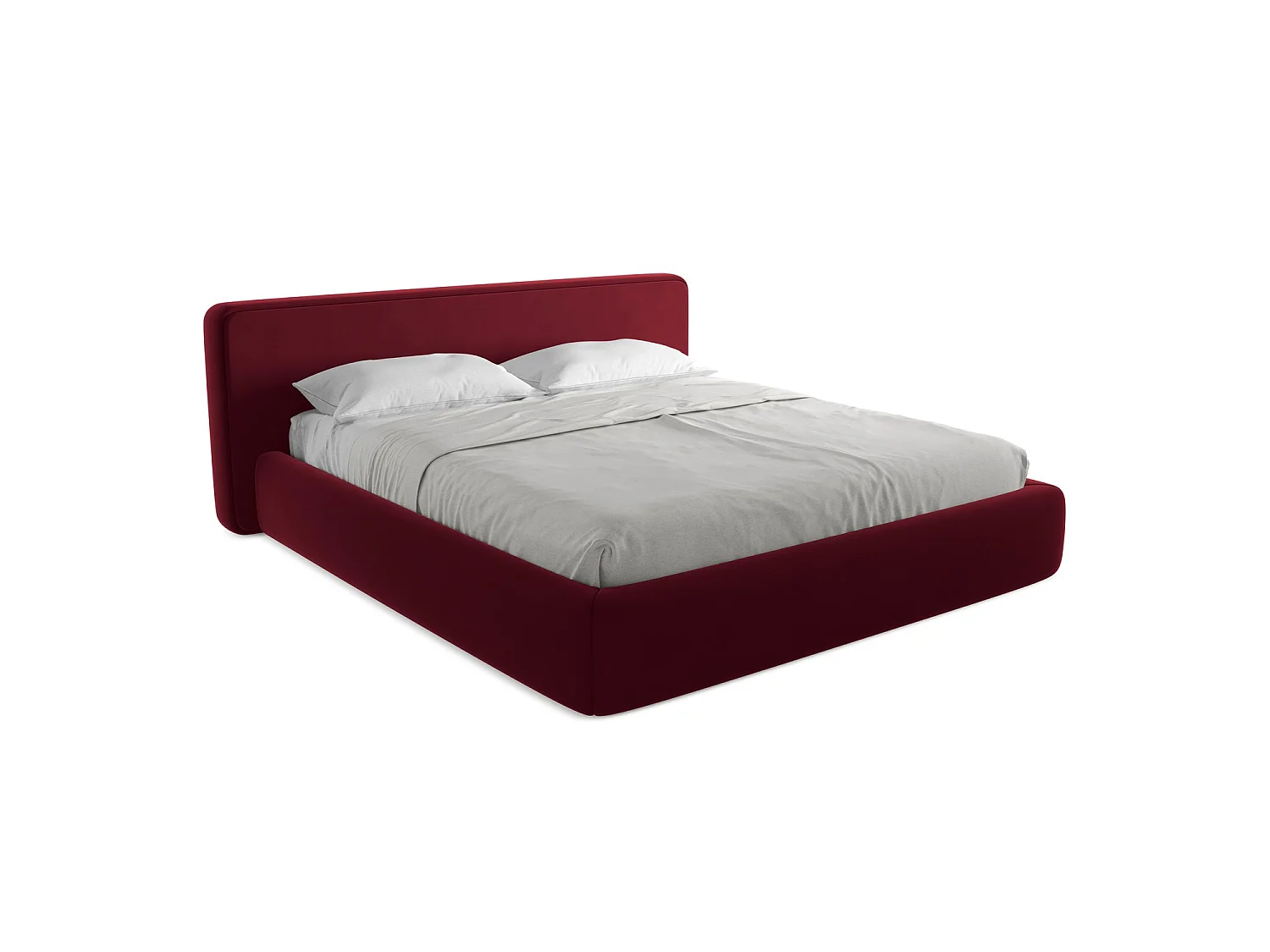 Lit coffre en velours 220 x 225 - bourgogne - FIRENZE