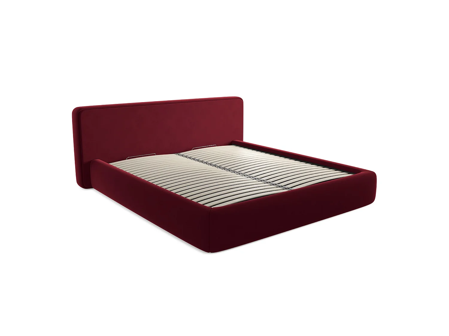 Lit coffre en velours 220 x 225 - bourgogne - FIRENZE