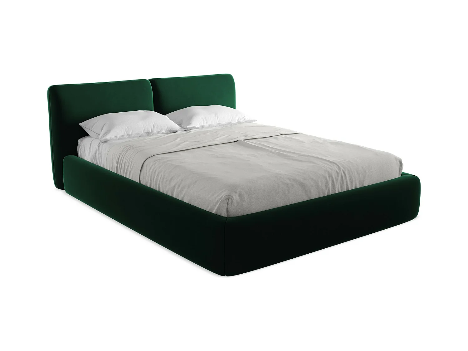 Lit coffre en velours 160 x 200 - bouteille verte - HOKU
