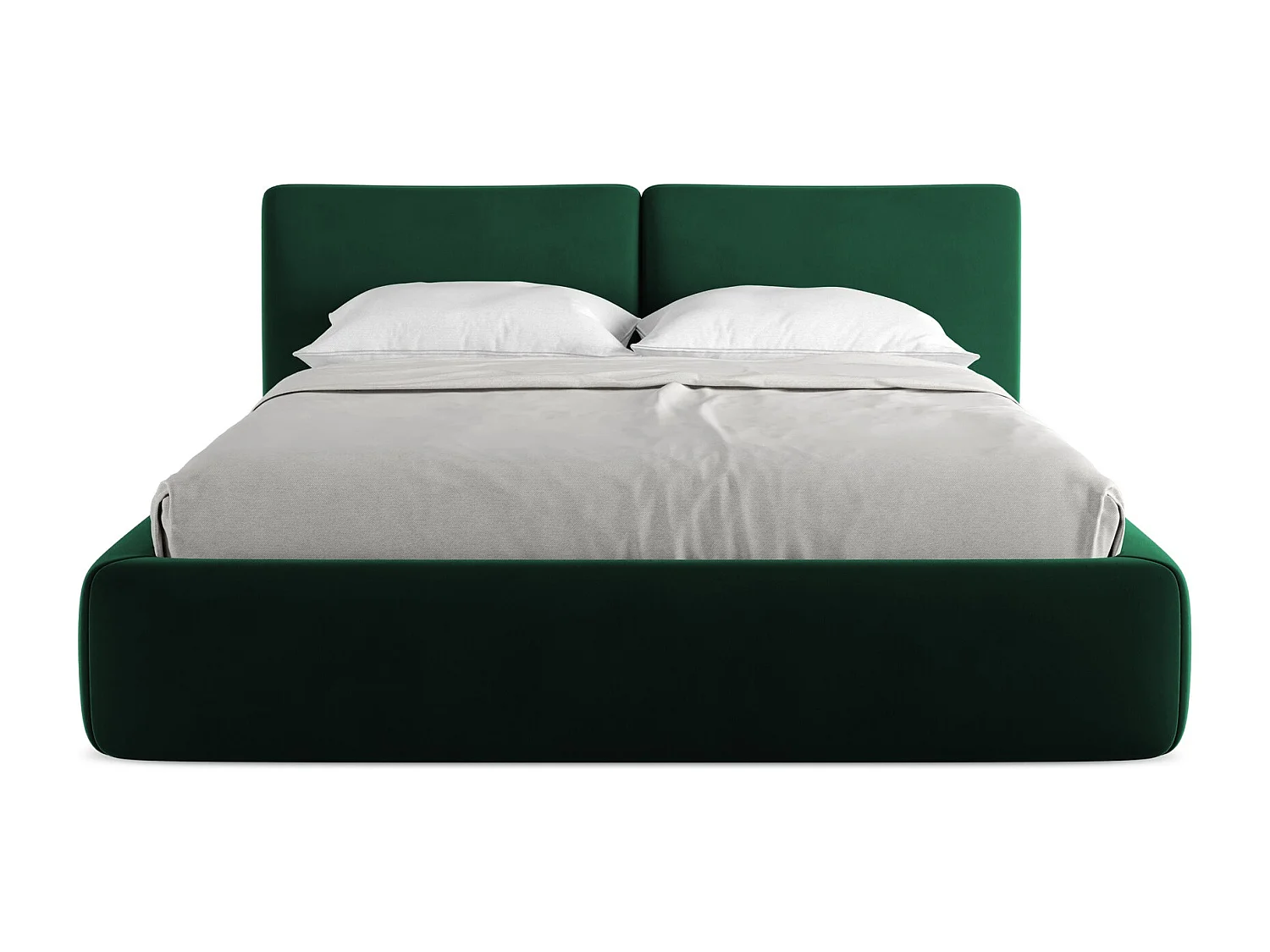 Lit coffre en velours 160 x 200 - bouteille verte - HOKU