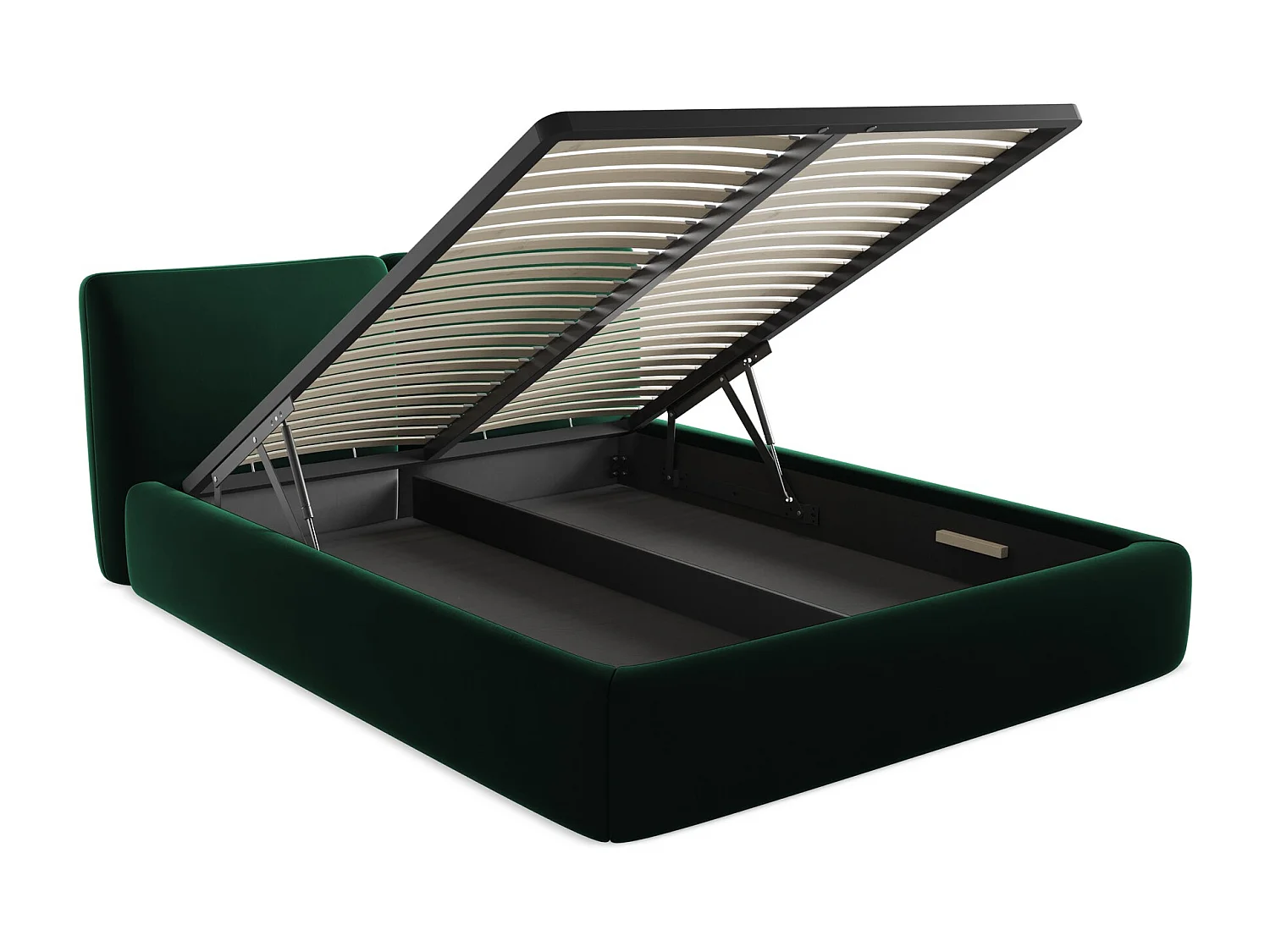 Lit coffre en velours 160 x 200 - bouteille verte - HOKU