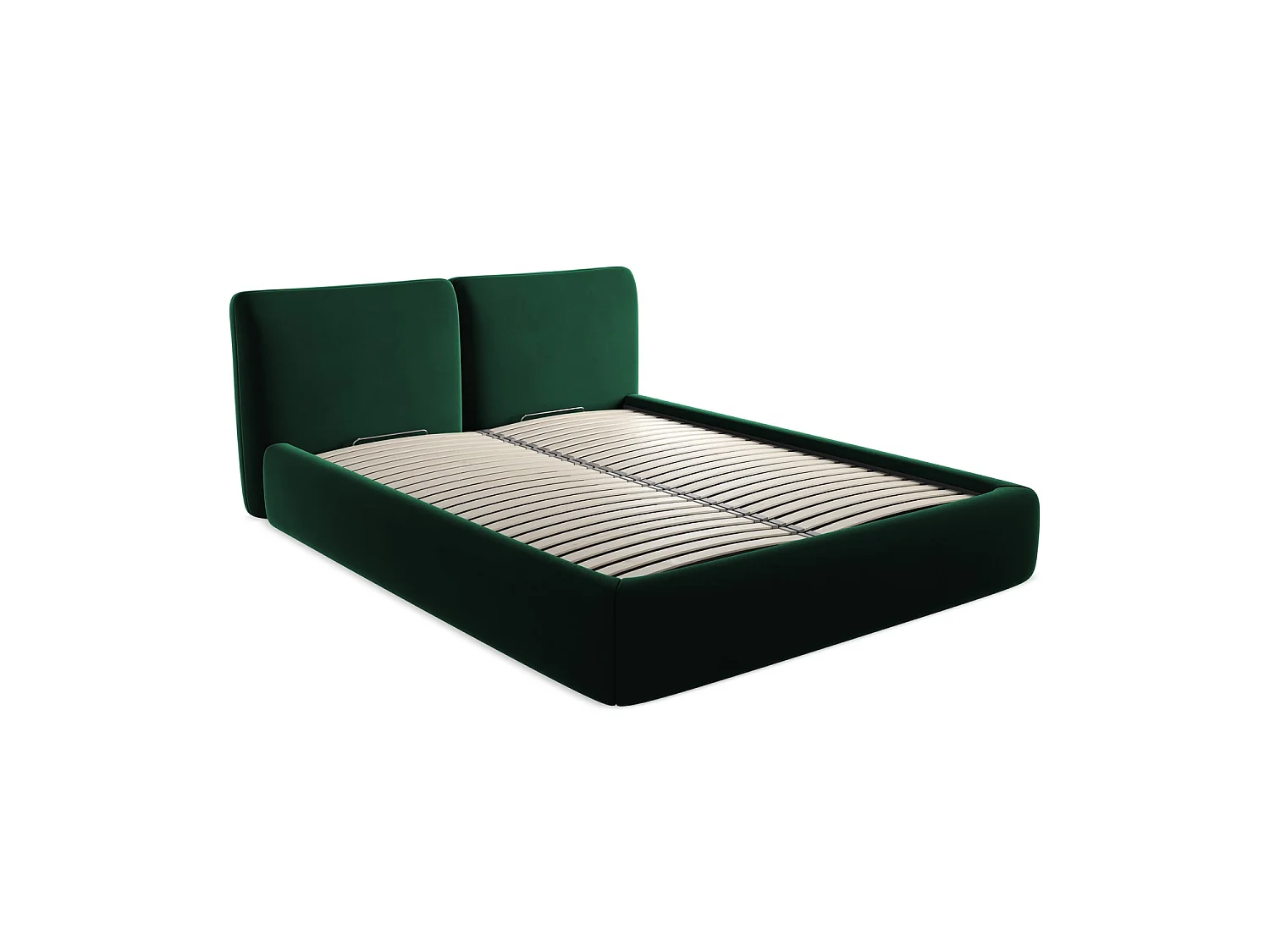 Lit coffre en velours 180 x 228 - bouteille verte - MILANO