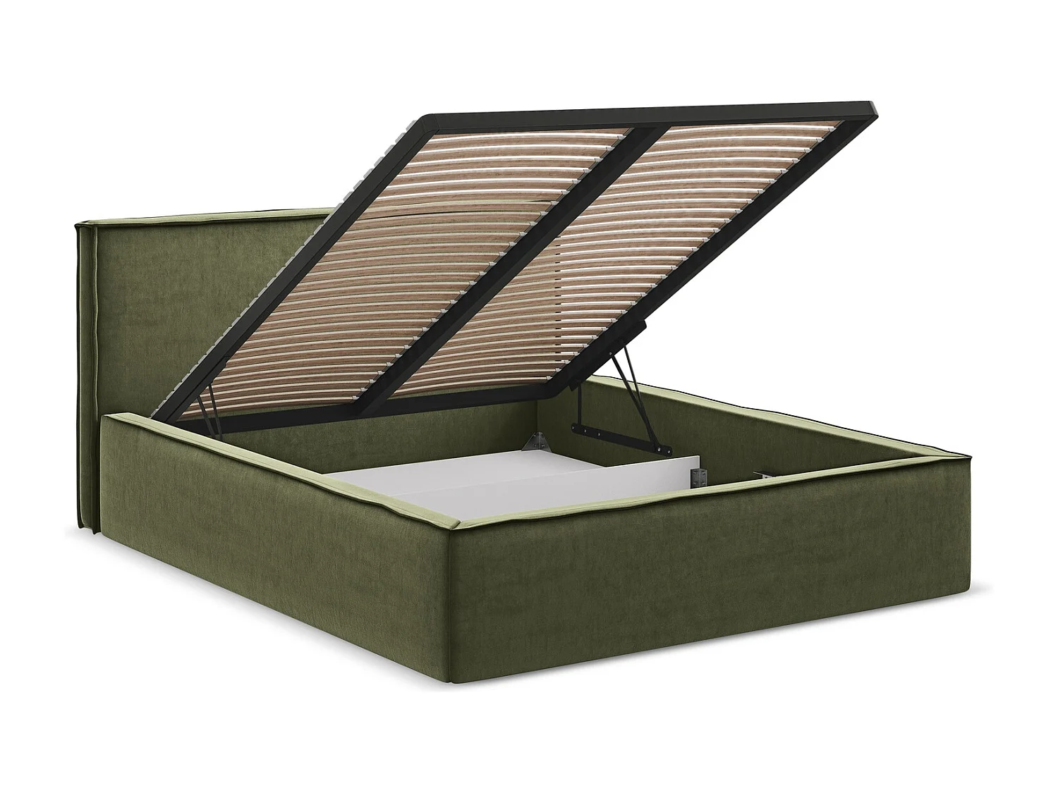 Lit coffre en velours 180 x 200 - olive - ANANI