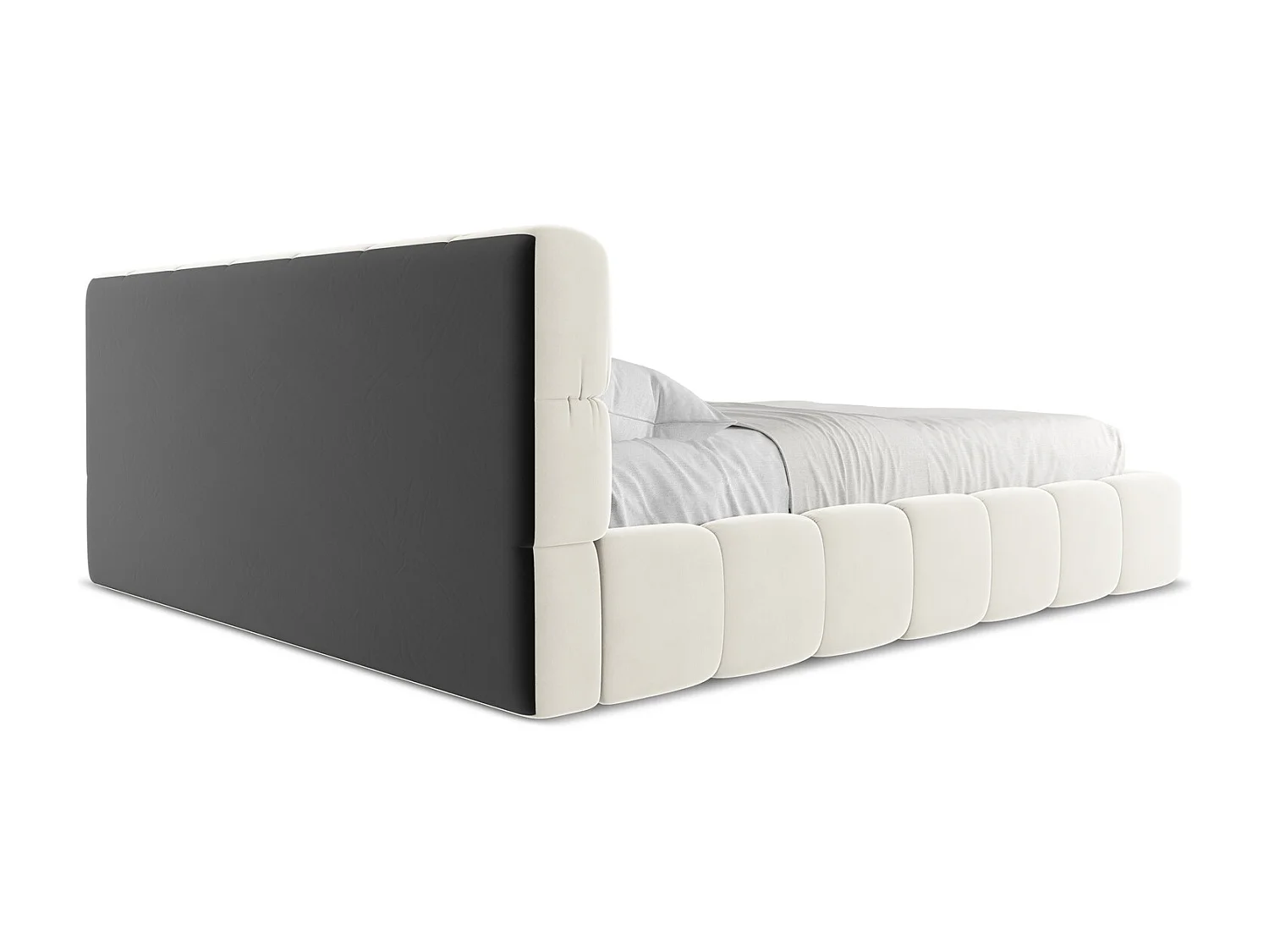 Lit coffre en velours 180 x 200 - beige clair - NALU