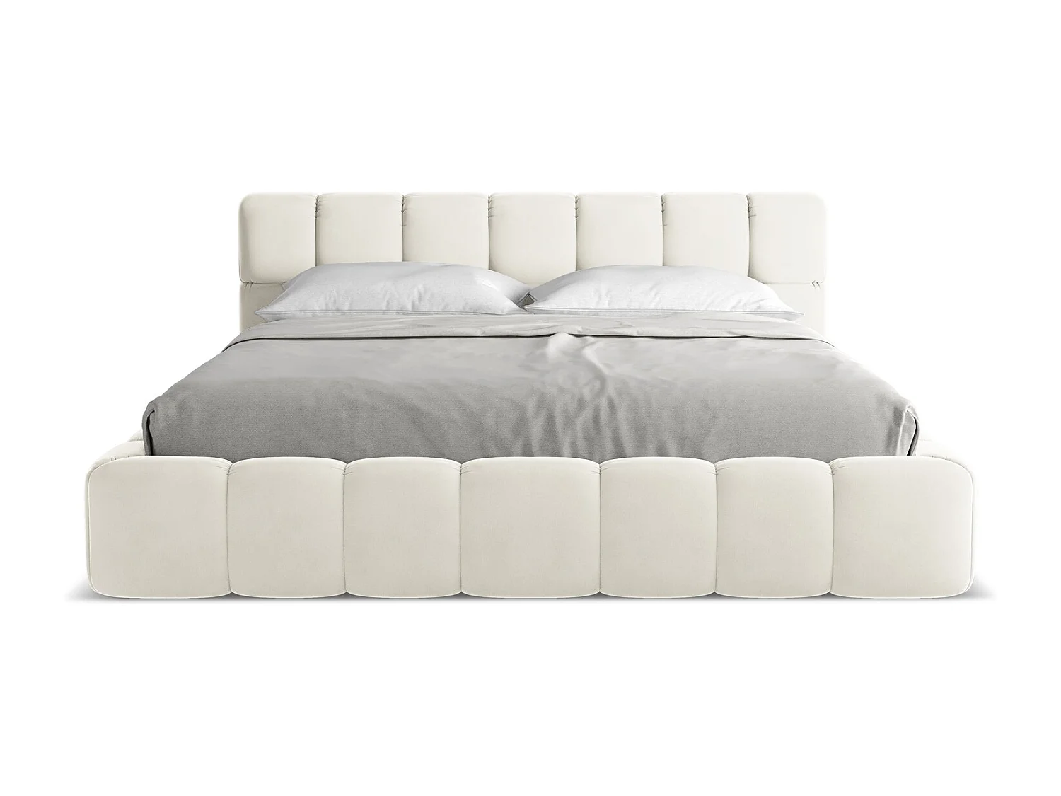 Lit coffre en velours 180 x 200 - beige clair - NALU