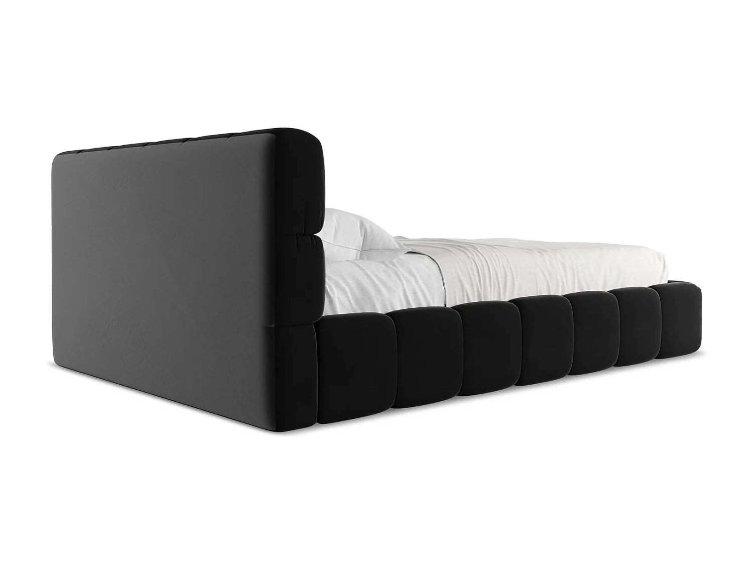 Bett mit Bettkasten - 160 x 228 - Samt - Schwarz - NALU