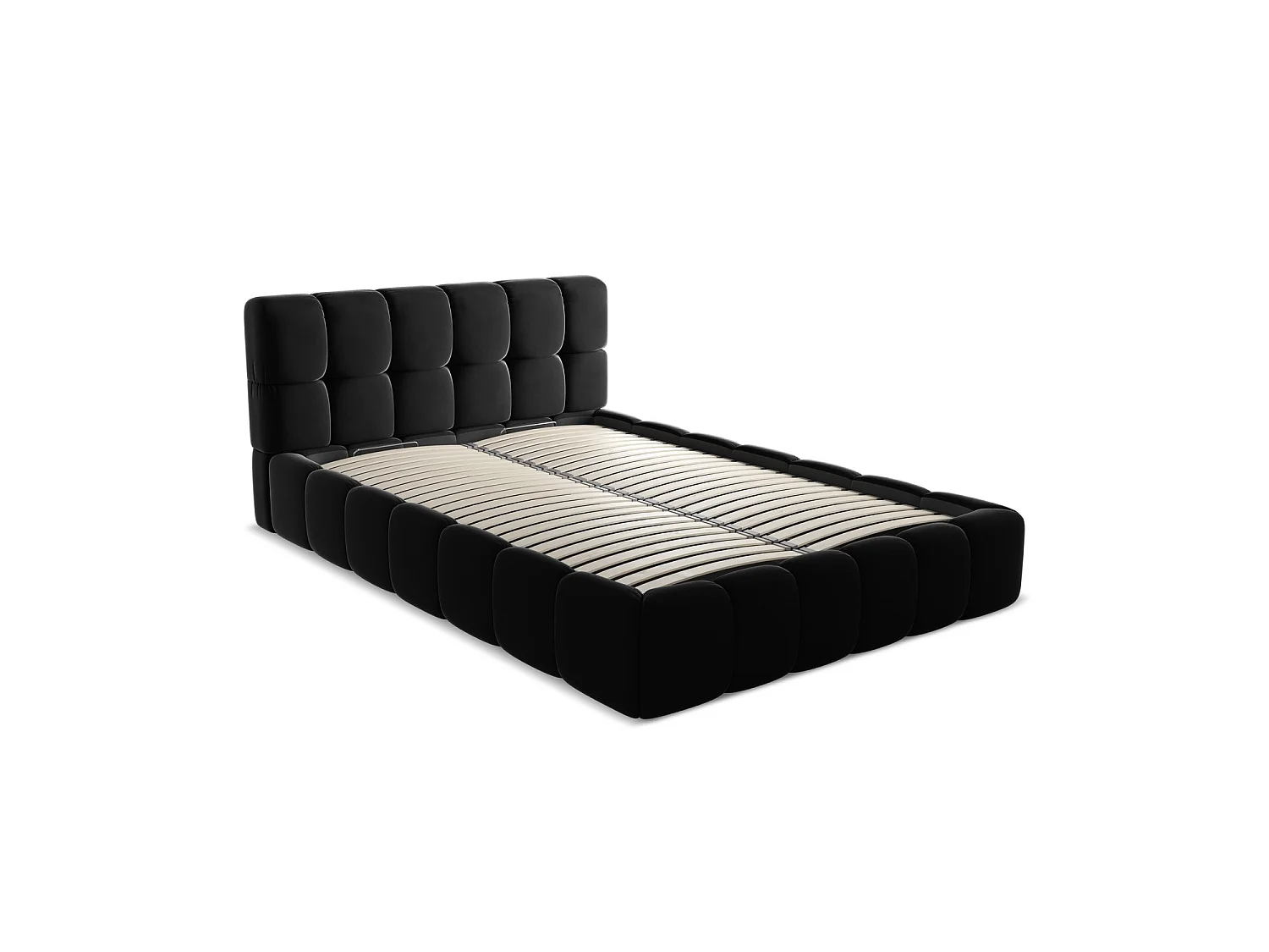 Bed met opbergruimte 160 x 228 - velours - zwart - ROMA