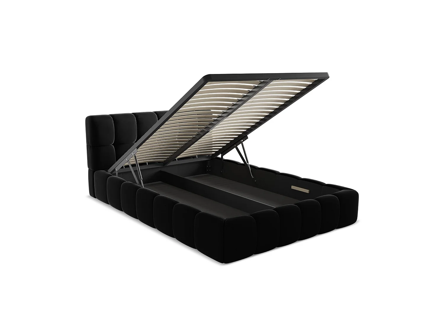 Bed met opbergruimte 160 x 228 - velours - zwart - ROMA