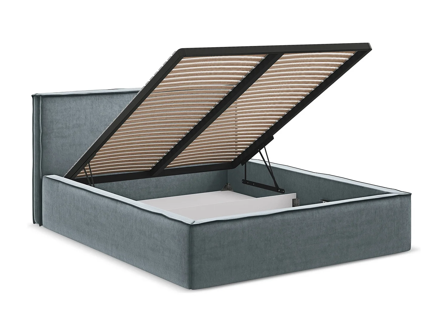 Lit coffre en velours 180 x 200 - bleu clair - ANANI