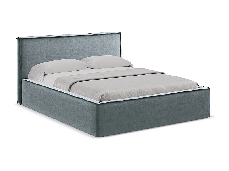 Lit coffre en velours 180 x 200 - bleu clair - ANANI