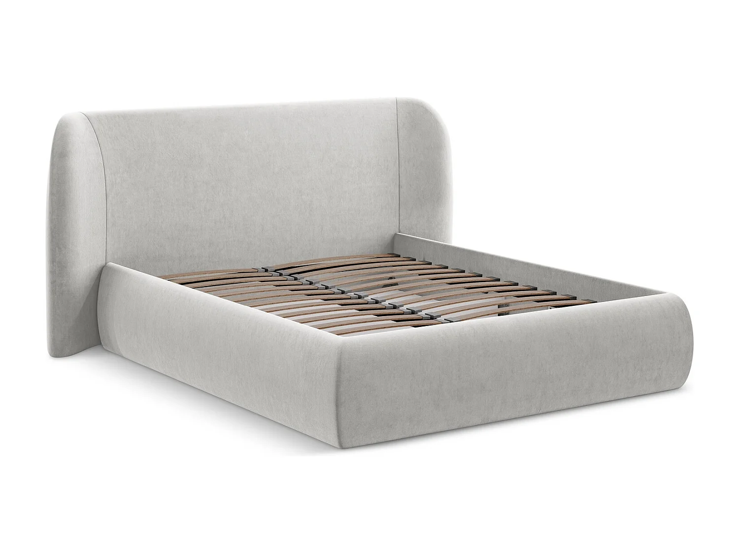 Lit coffre en velours 180 x 200 - argent - HAUKE