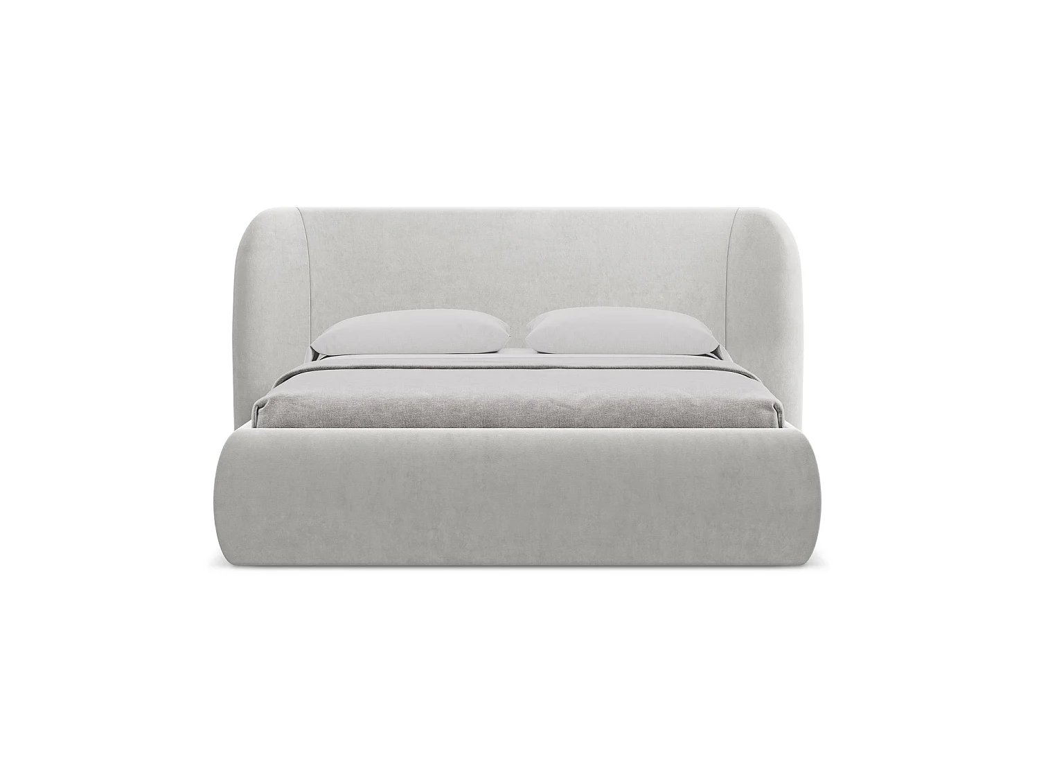 Lit coffre en velours 230 x 215 - argent - TRIESTE