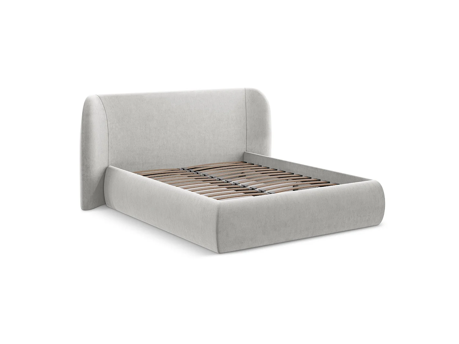 Lit coffre en velours 230 x 215 - argent - TRIESTE