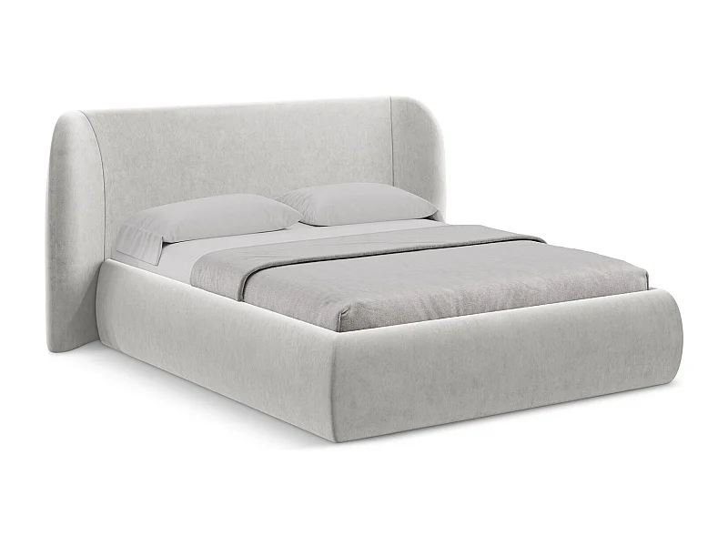 Lit coffre en velours 180 x 200 - argent - HAUKE