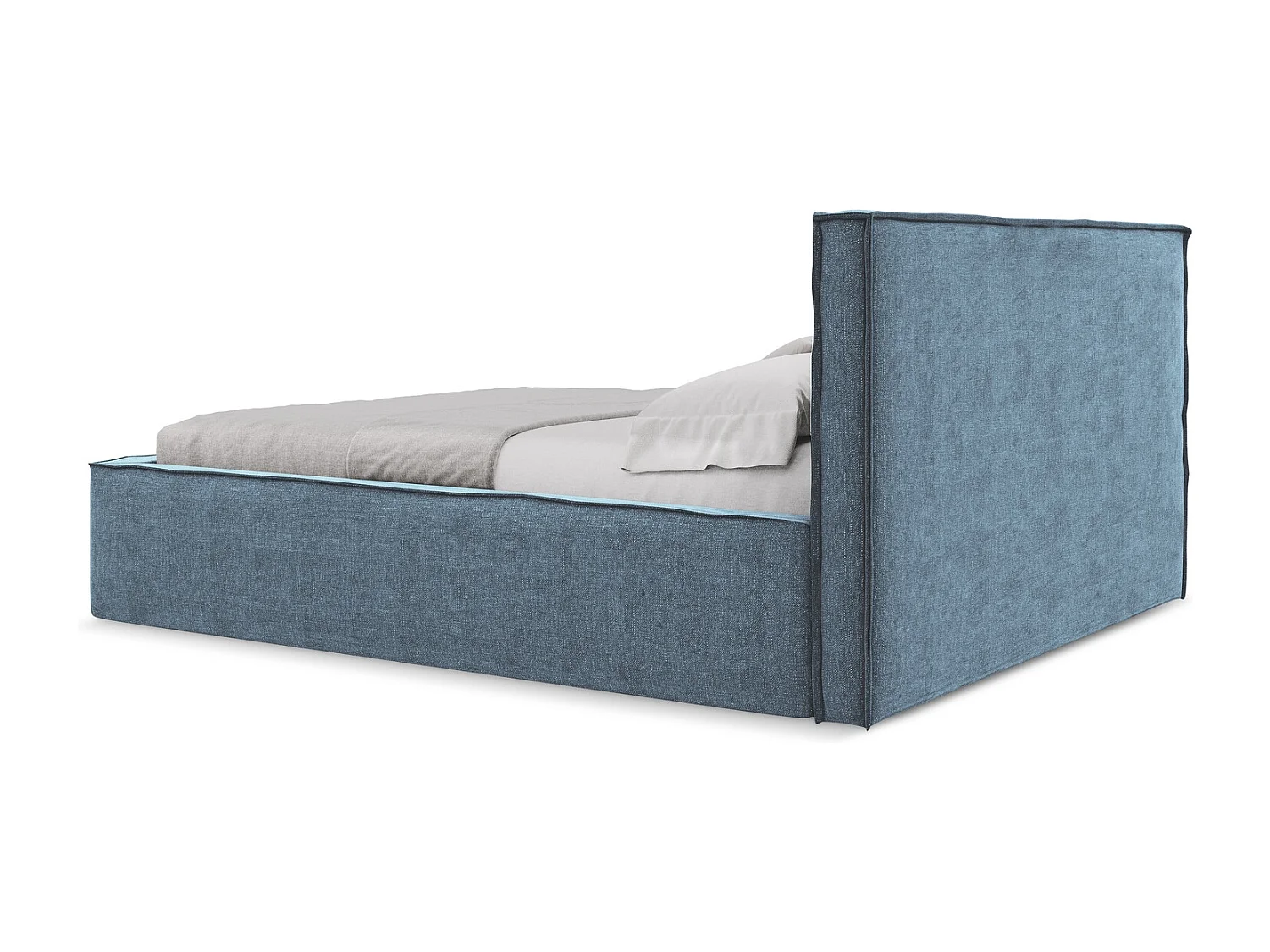 Lit coffre en tissu chenille 160 x 200 - jeans - ANANI