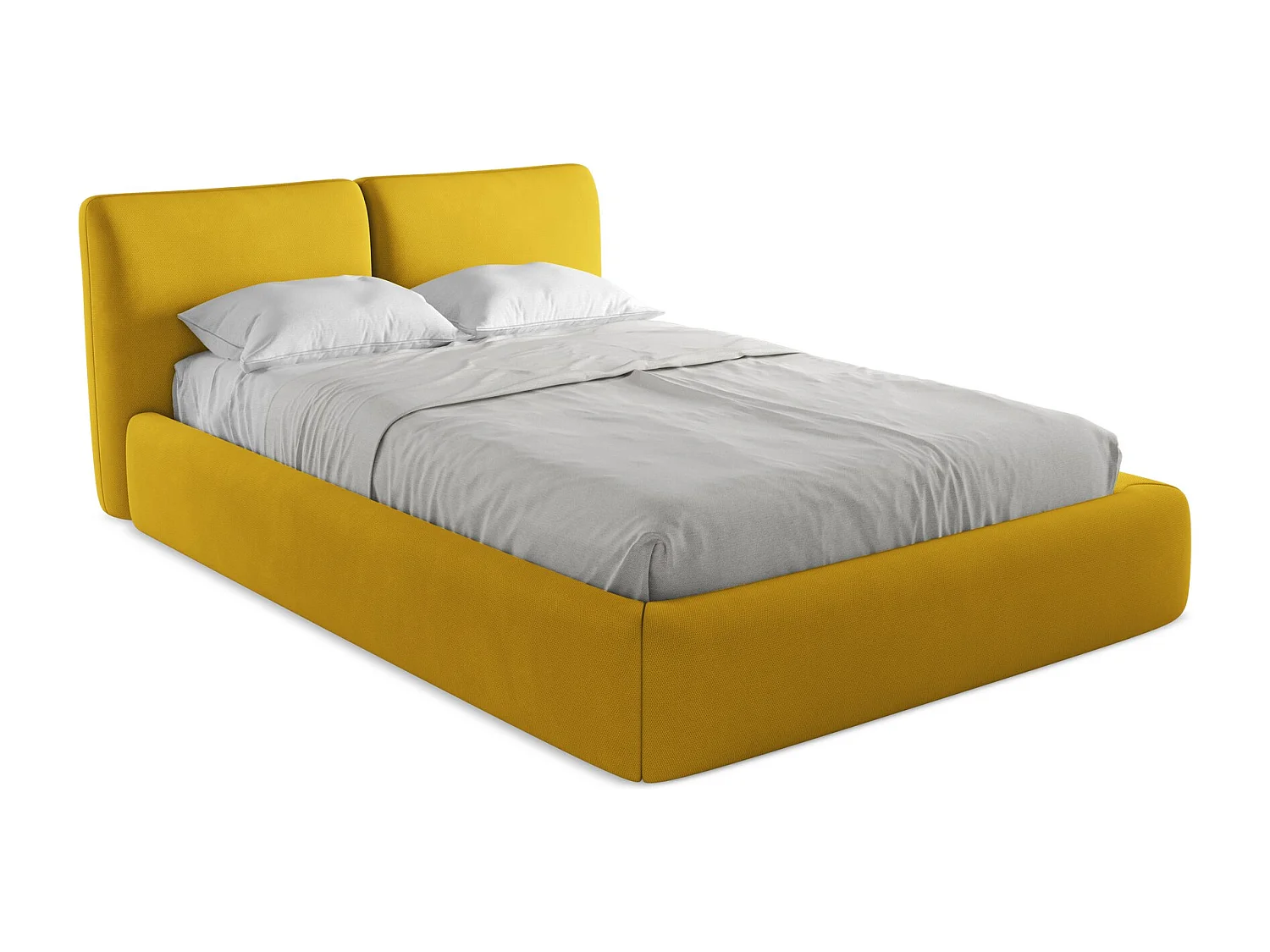 Lit coffre en tissu chenille 140 x 200 - moutarde - HOKU