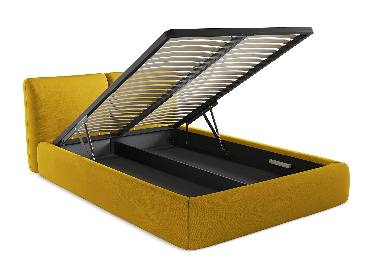 Lit coffre en tissu chenille 140 x 200 - moutarde - HOKU