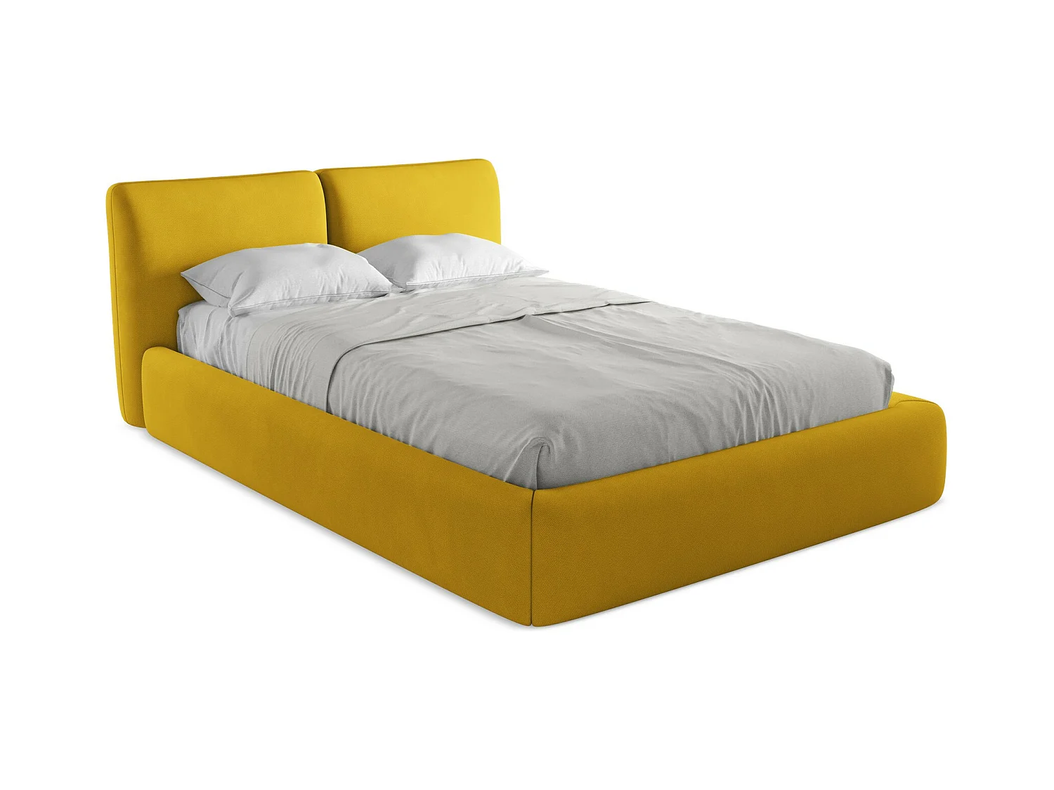 Bed met opbergruimte 160 x 228 - chenille stof - mosterd - HOKU