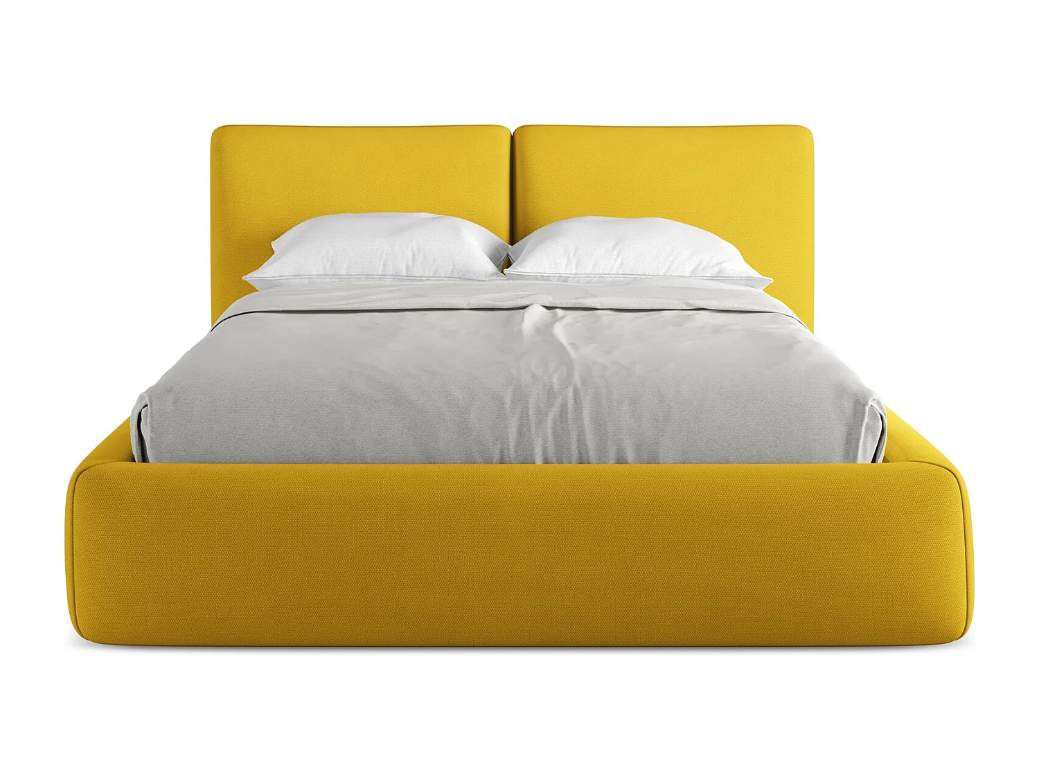 Lit coffre en tissu chenille 140 x 200 - moutarde - HOKU