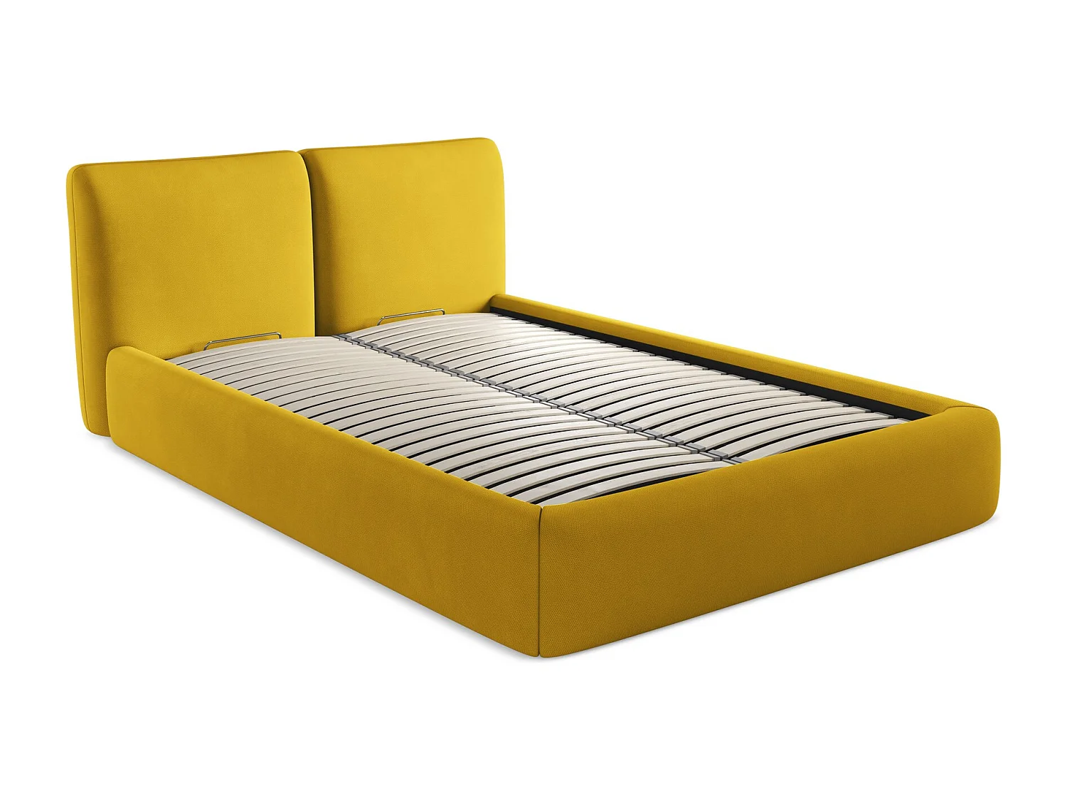 Lit coffre en tissu chenille 140 x 200 - moutarde - HOKU