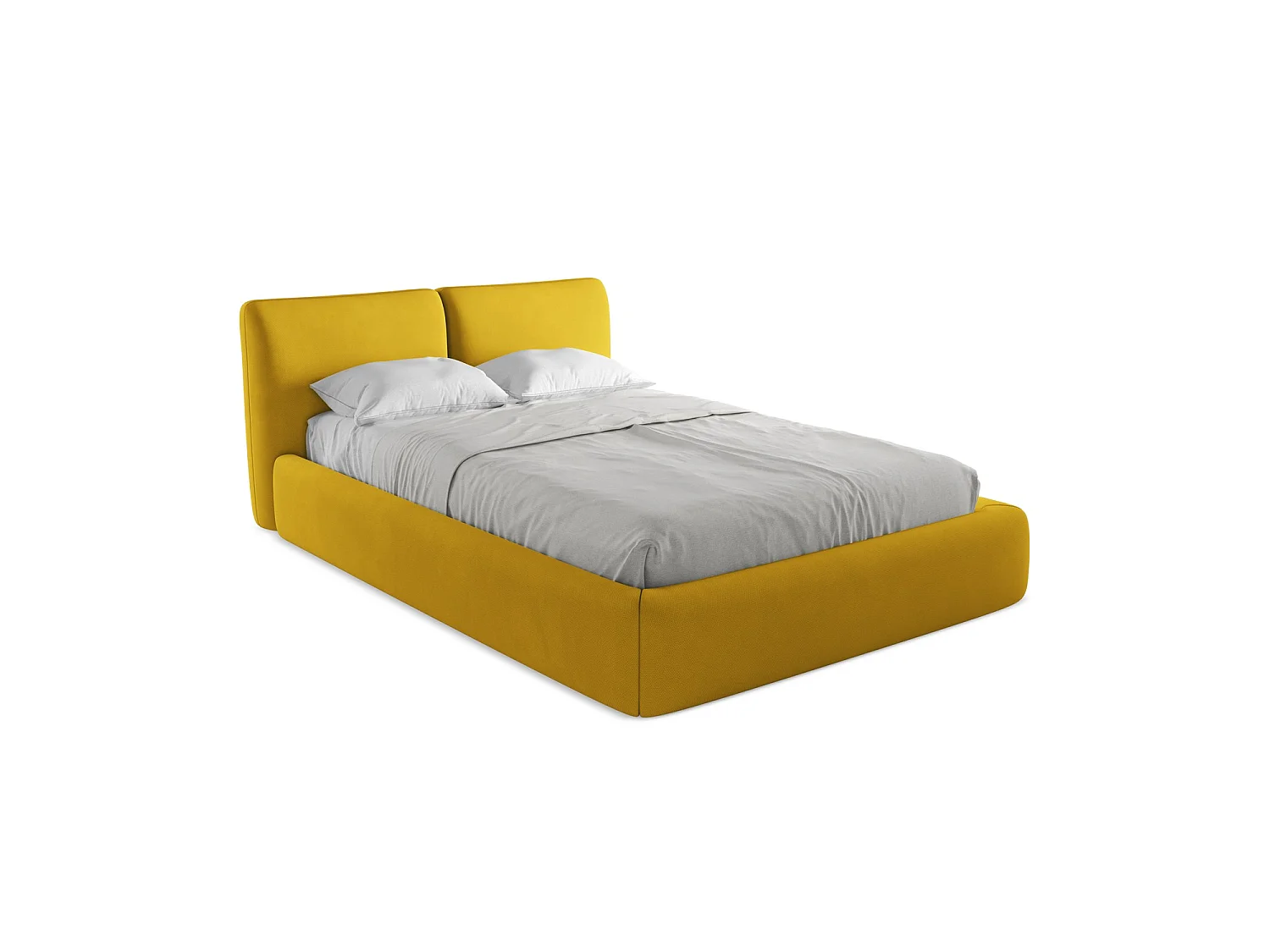 Bett mit Bettkasten - 160 x 228 - Chenille - Senf - MILANO