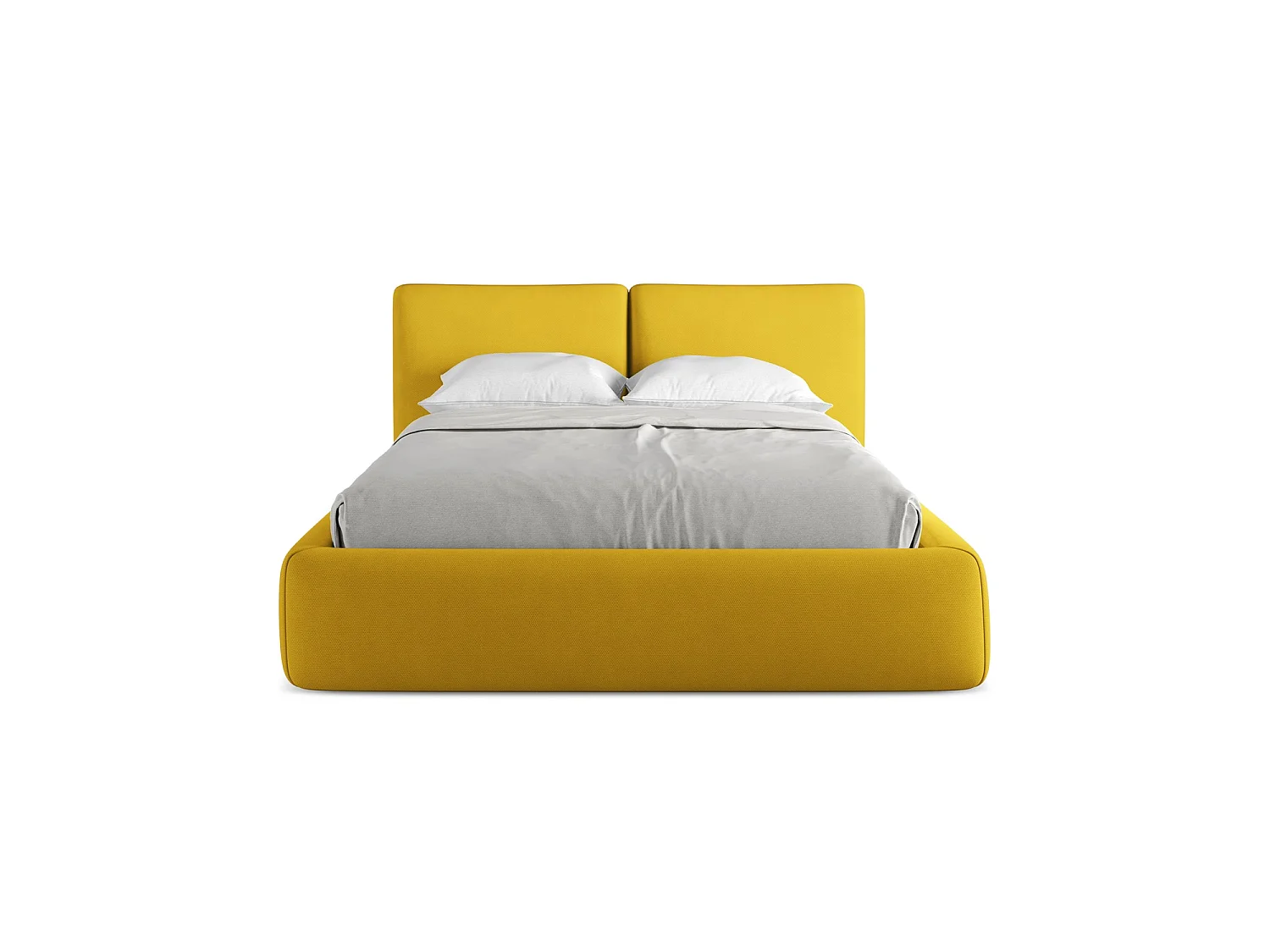 Bett mit Bettkasten - 160 x 228 - Chenille - Senf - MILANO