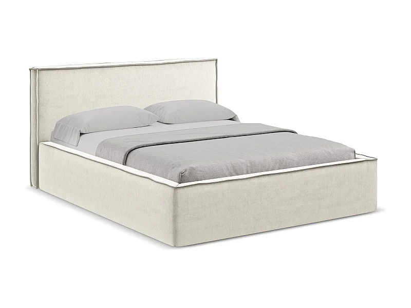 Bed met opbergruimte 160 x 228 - velours - lichtbeige - ANANI