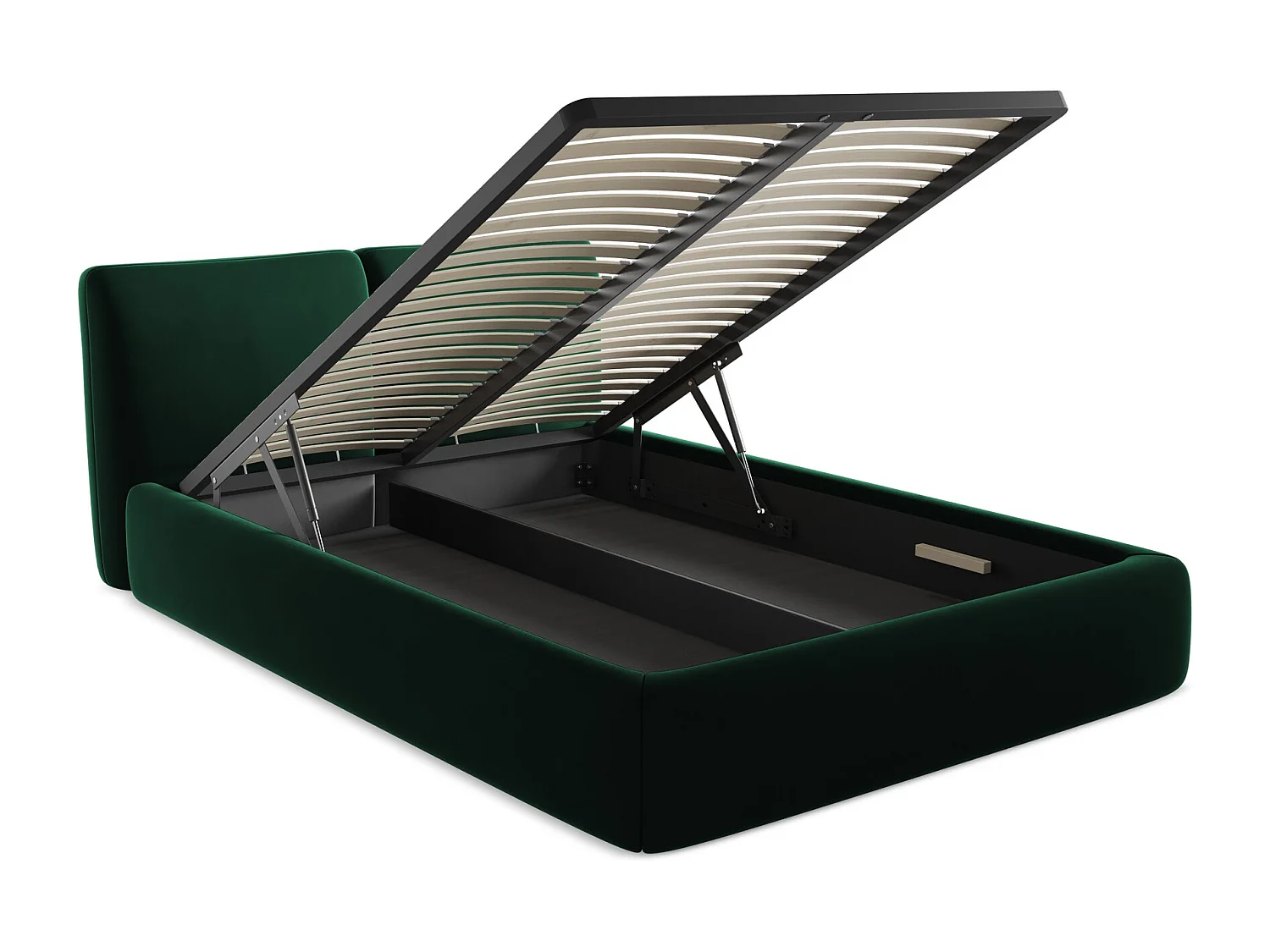 Lit coffre en velours 140 x 200 - bouteille verte - HOKU