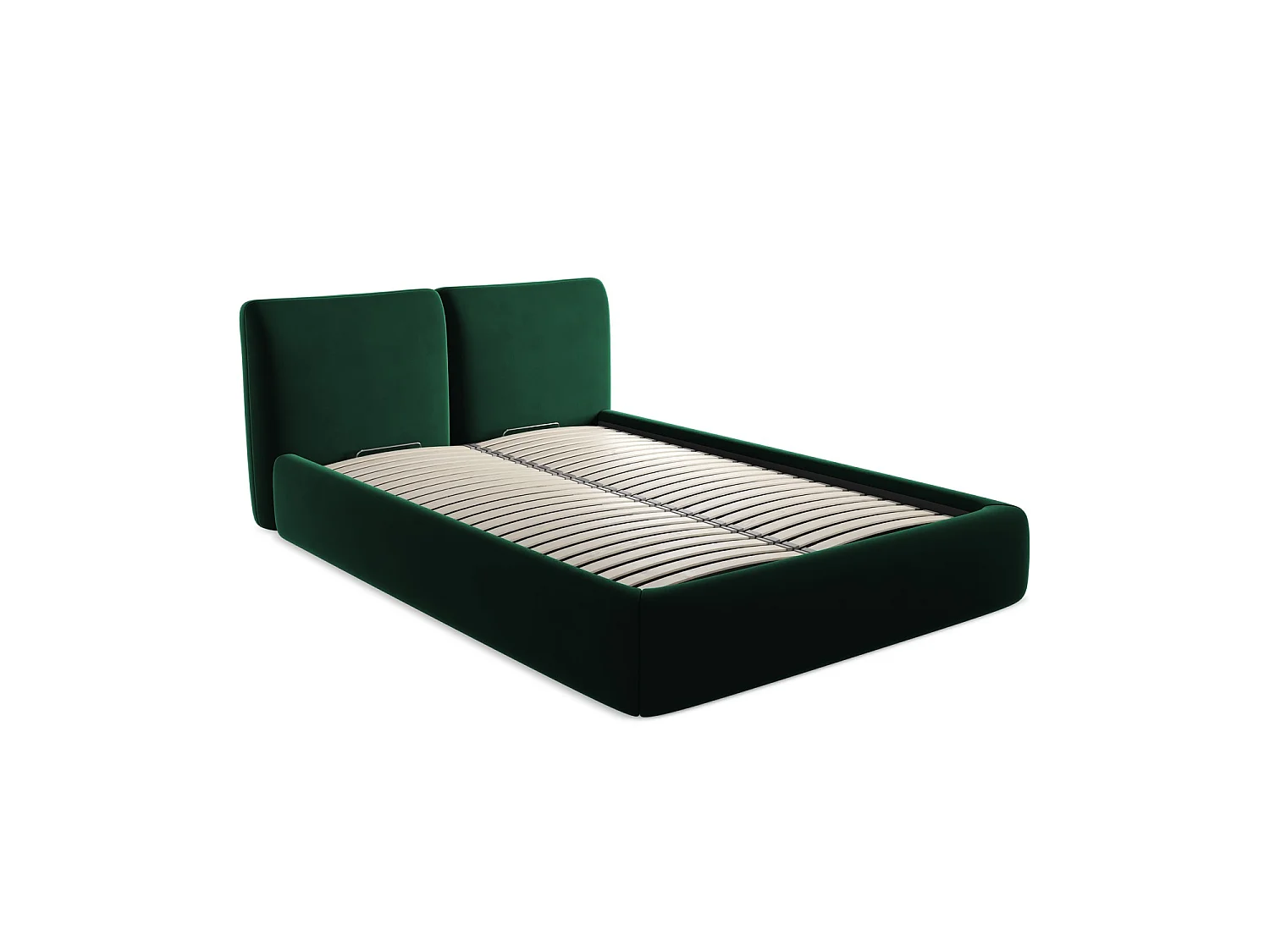 Lit coffre en velours 160 x 228 - bouteille verte - MILANO