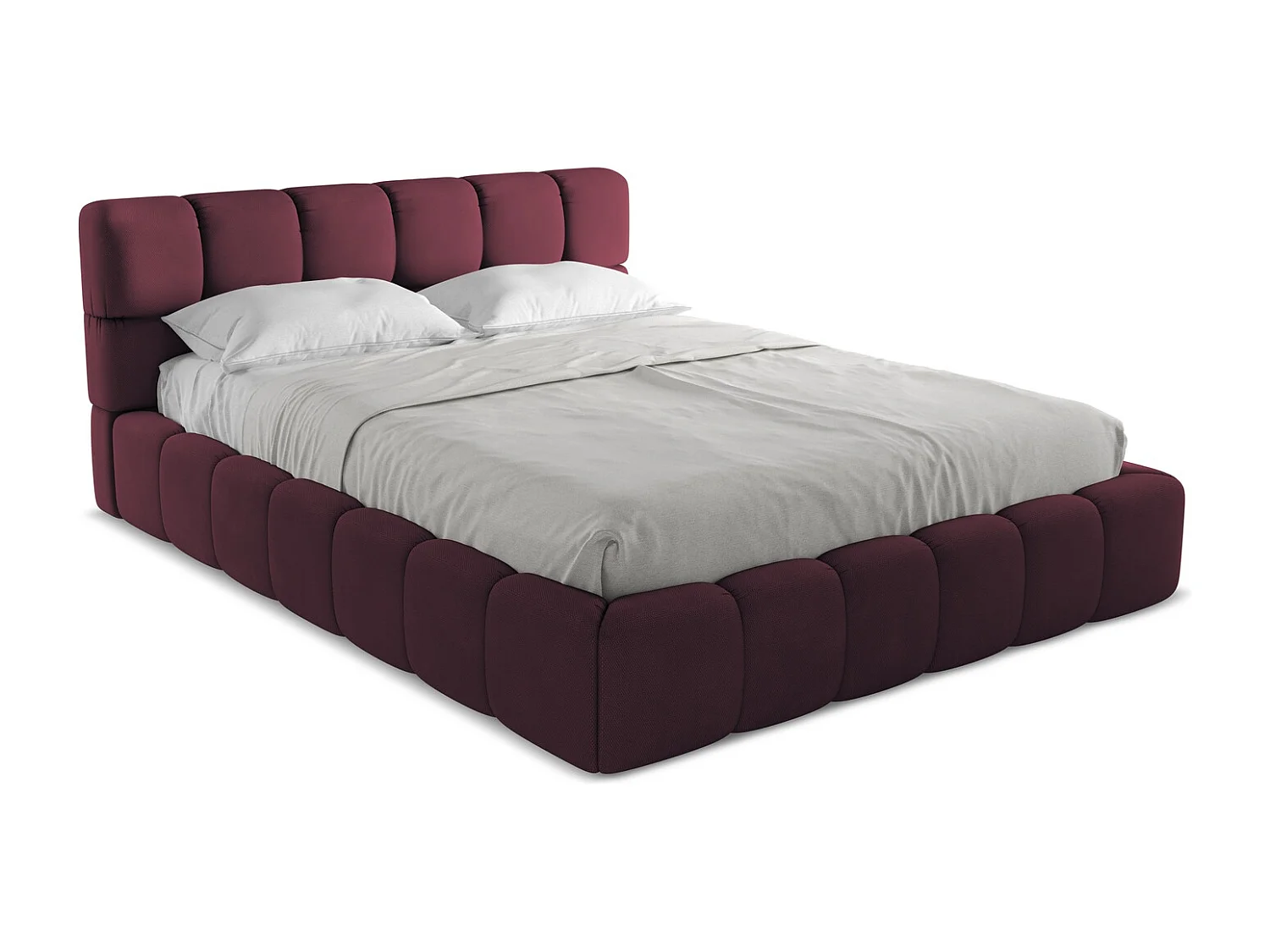 Bed met opbergruimte 180 x 228 - chenille stof - bordeaux - NALU