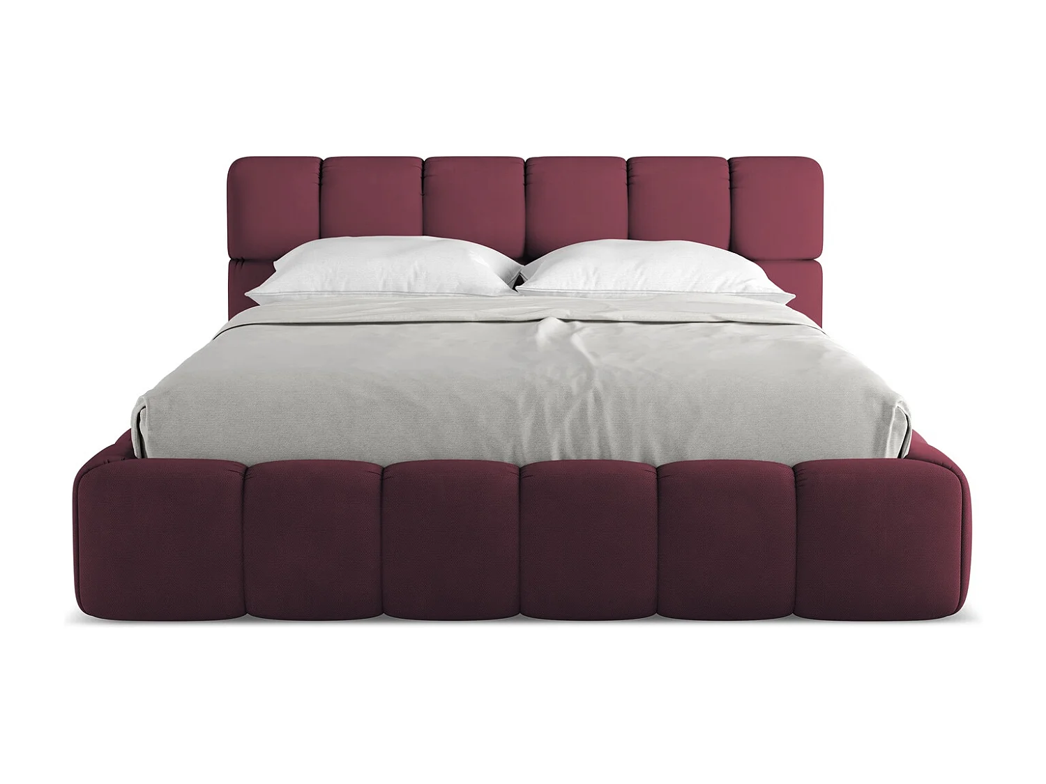 Bed met opbergruimte 180 x 228 - chenille stof - bordeaux - NALU