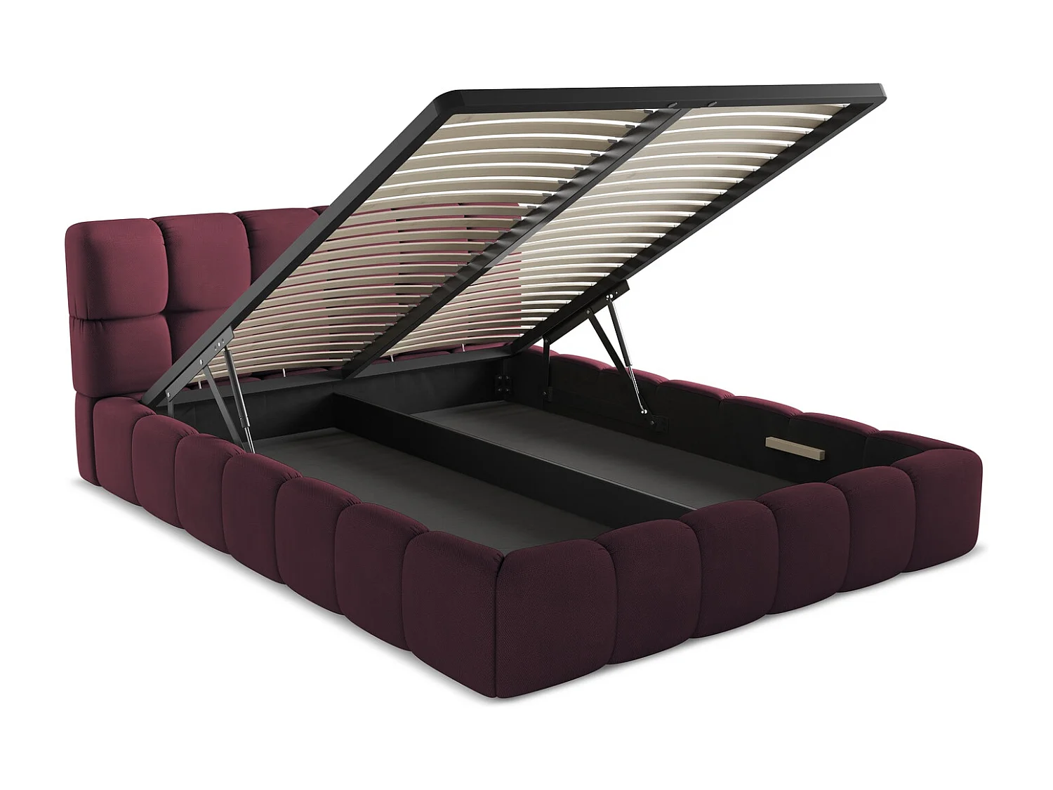 Bed met opbergruimte 180 x 228 - chenille stof - bordeaux - NALU