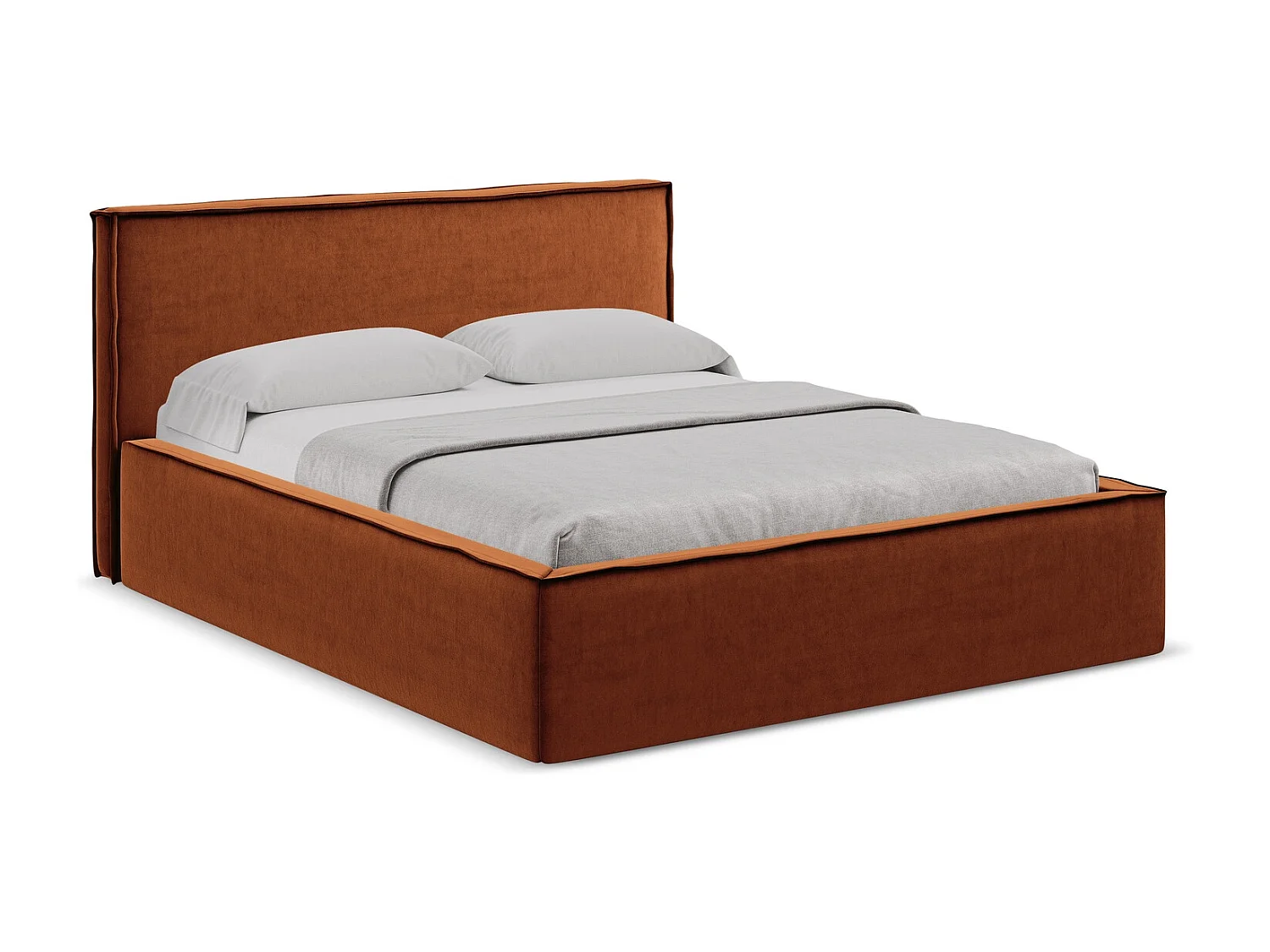 Bed met opbergruimte 160 x 228 - velours - terracotta - ANANI