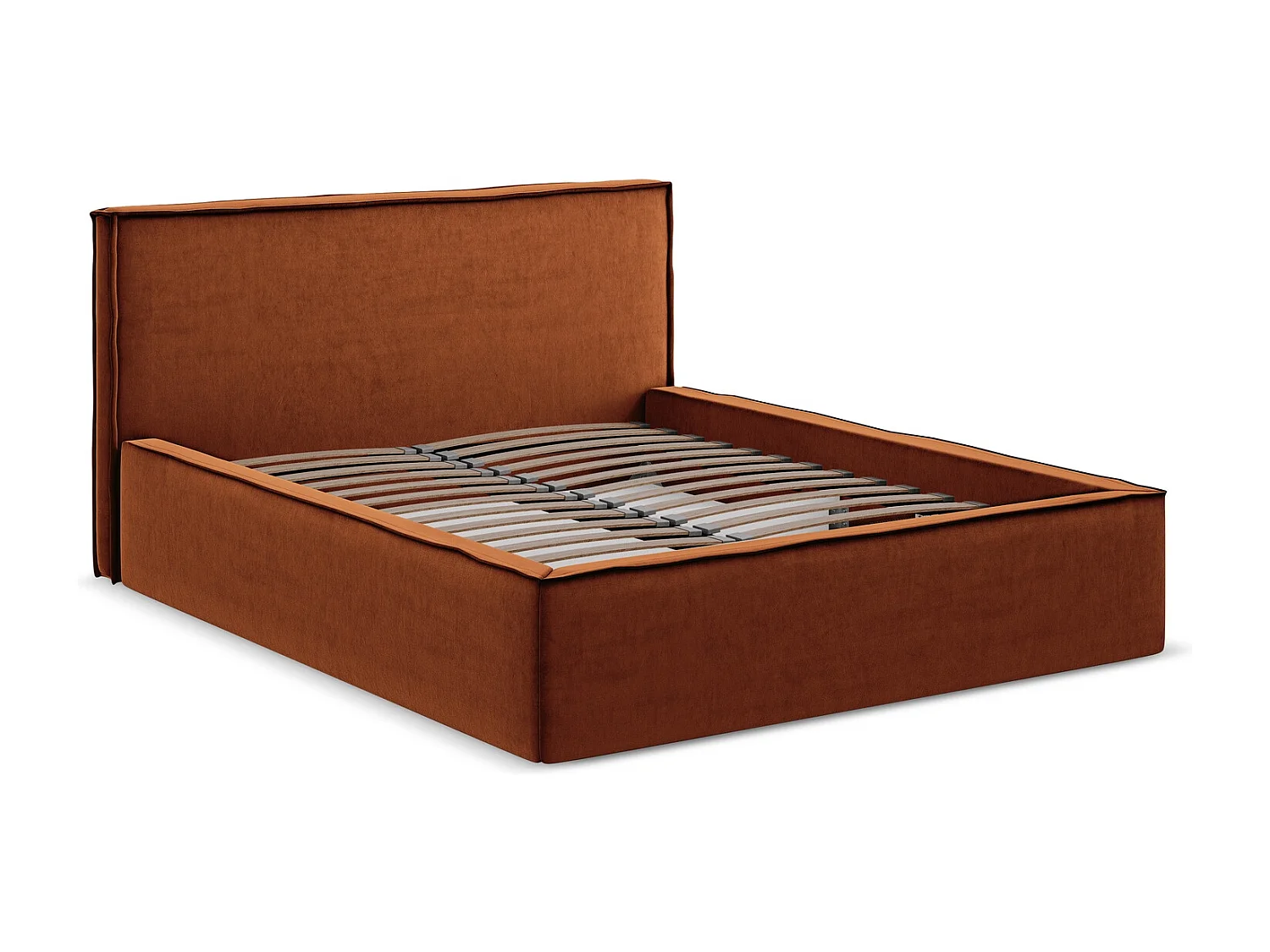 Bed met opbergruimte 160 x 228 - velours - terracotta - ANANI