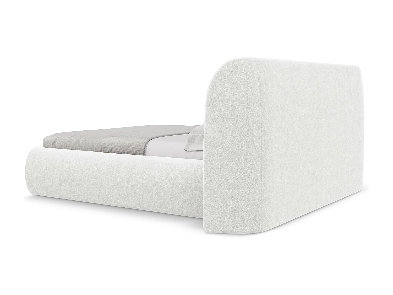 Cama com espaço de arrumação 140x200 cm em tecido bouclé - branco - HAUKE